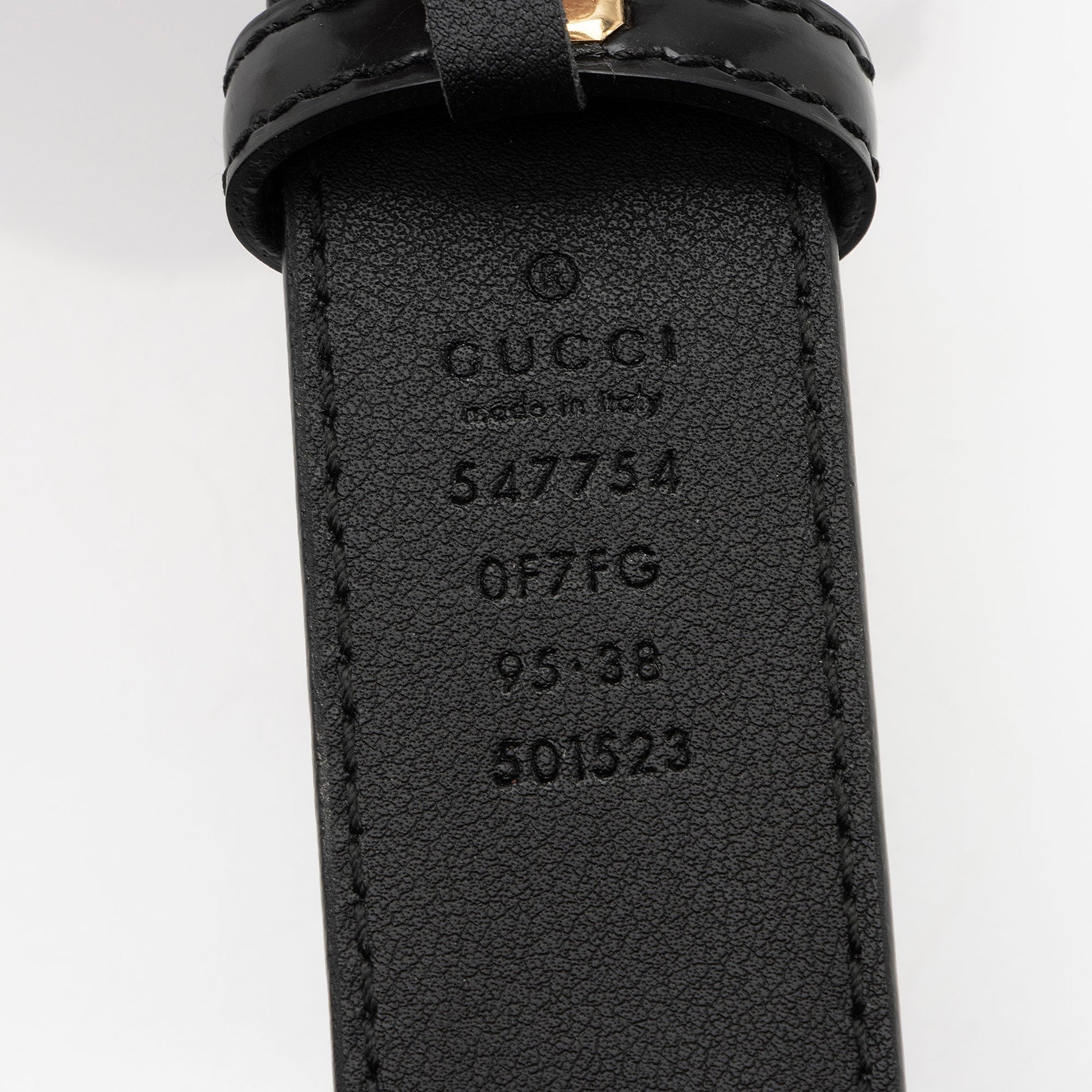 Gucci Enamel Belt - Size 38 Leather Black Logo Accessory
