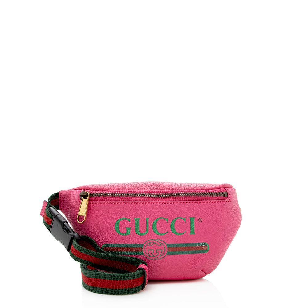 Gucci Belt SHF Leather Nylon Pink Logo Accessory