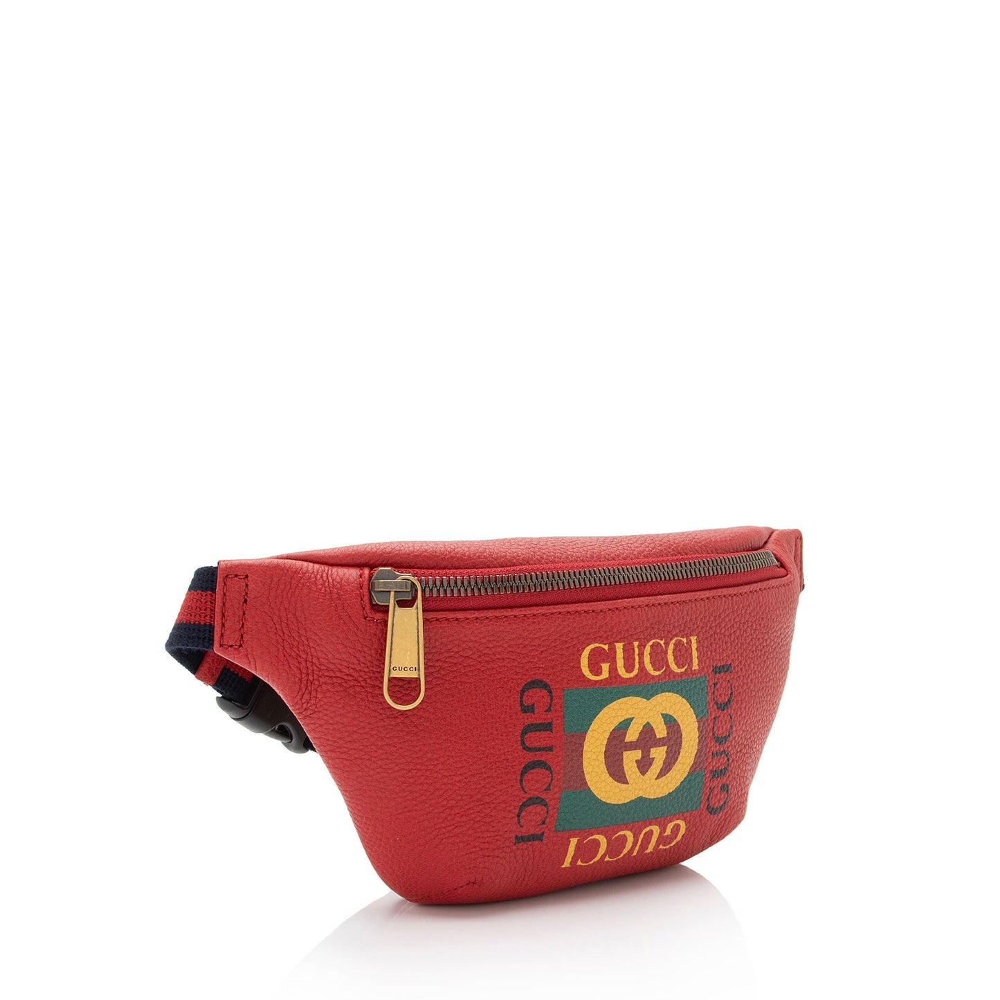 Gucci Belt SHF-YVpNxZ Leather Nylon Red Logo Accessory