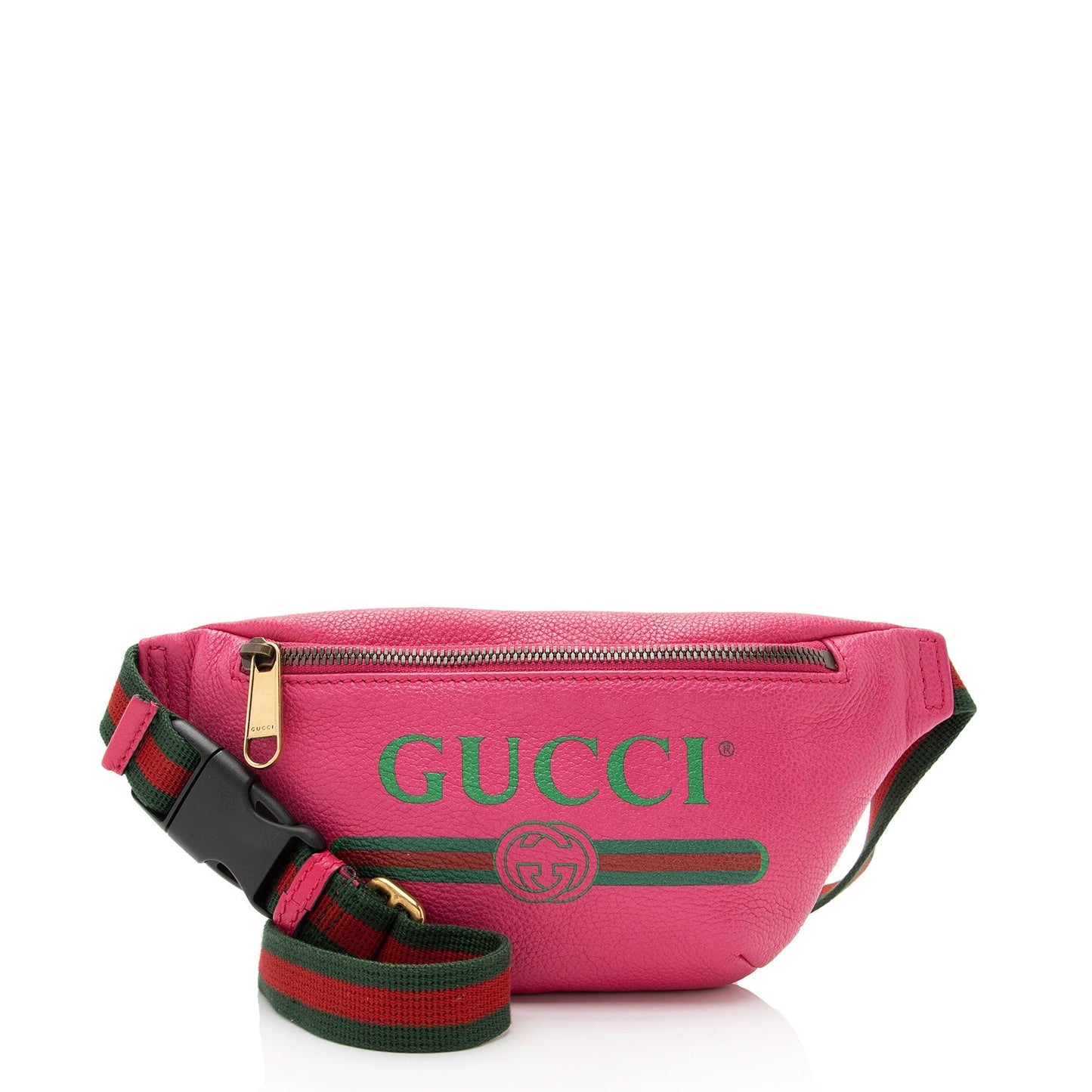 Gucci Belt SHF-tb0kKj Leather Nylon Pink Logo Accessory