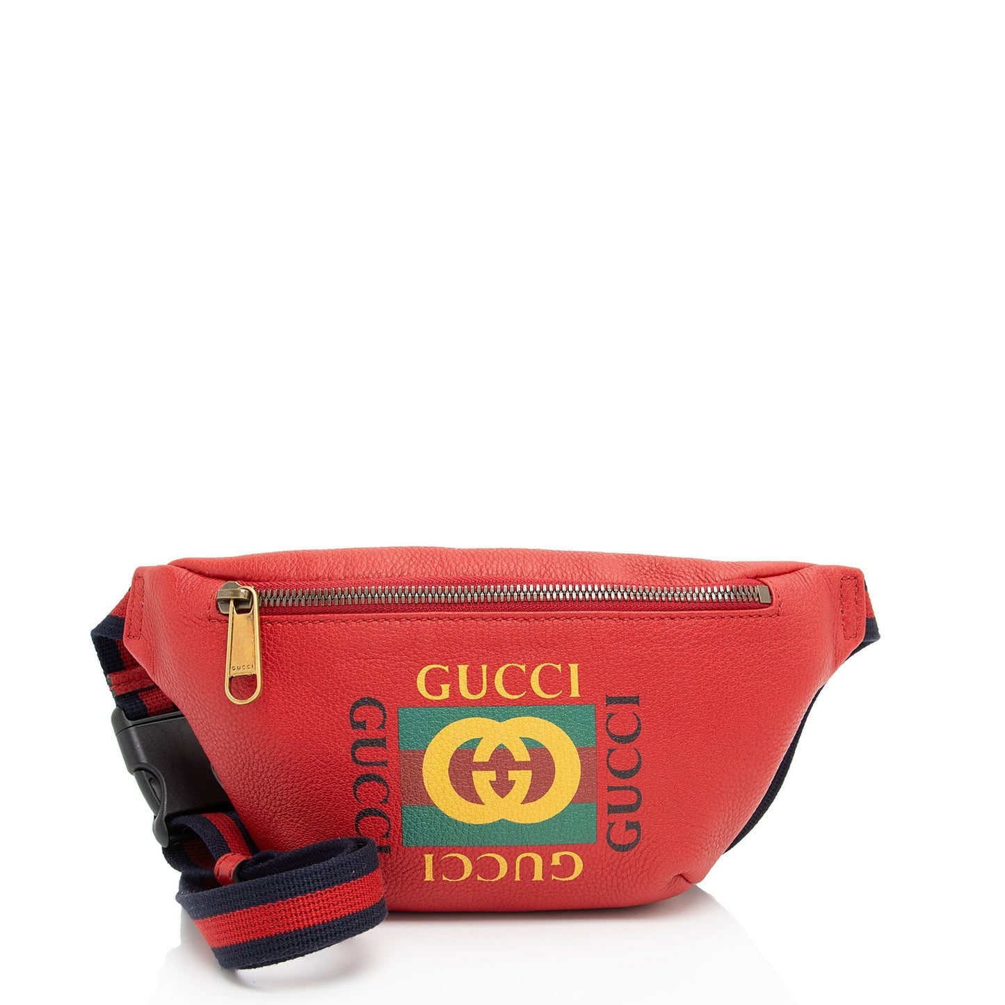 Gucci Belt Leather Nylon Red Logo Accessory