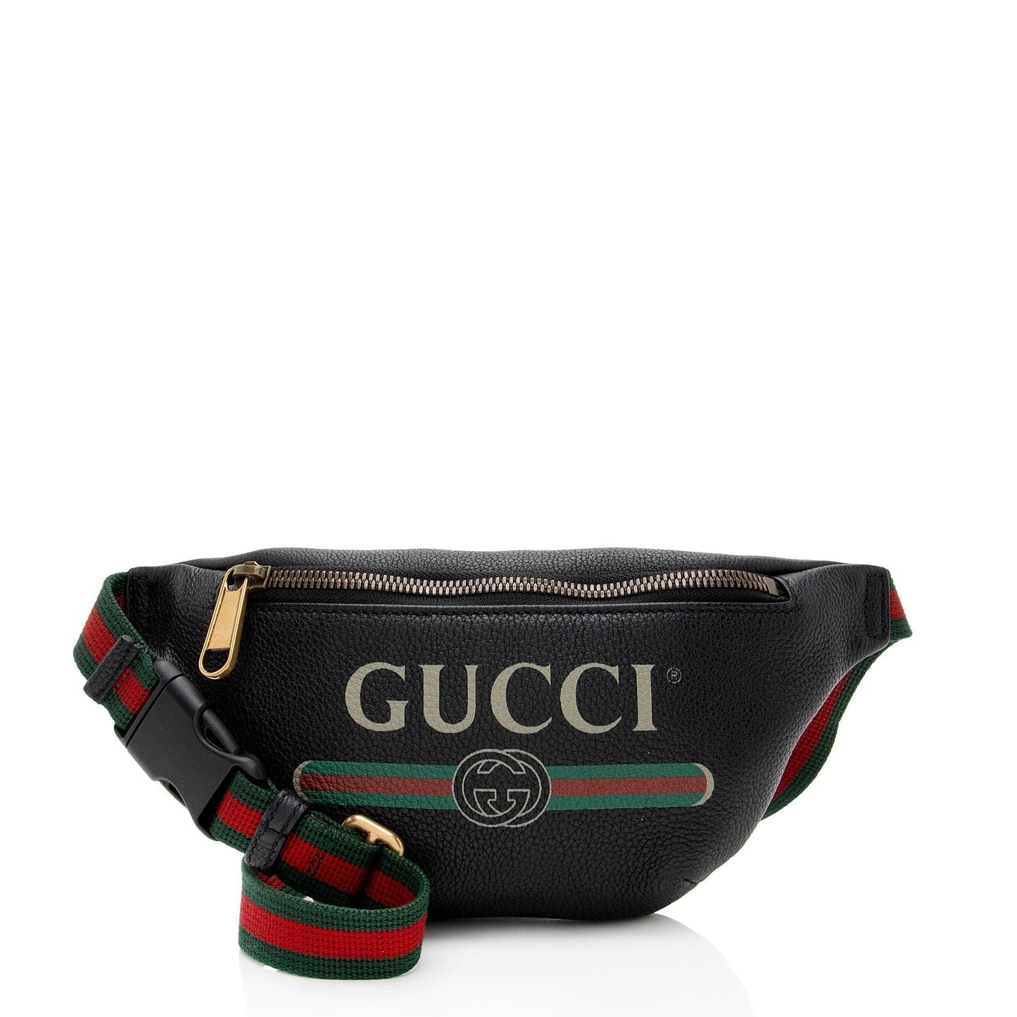 Gucci Belt Leather Nylon Black Logo Accessory