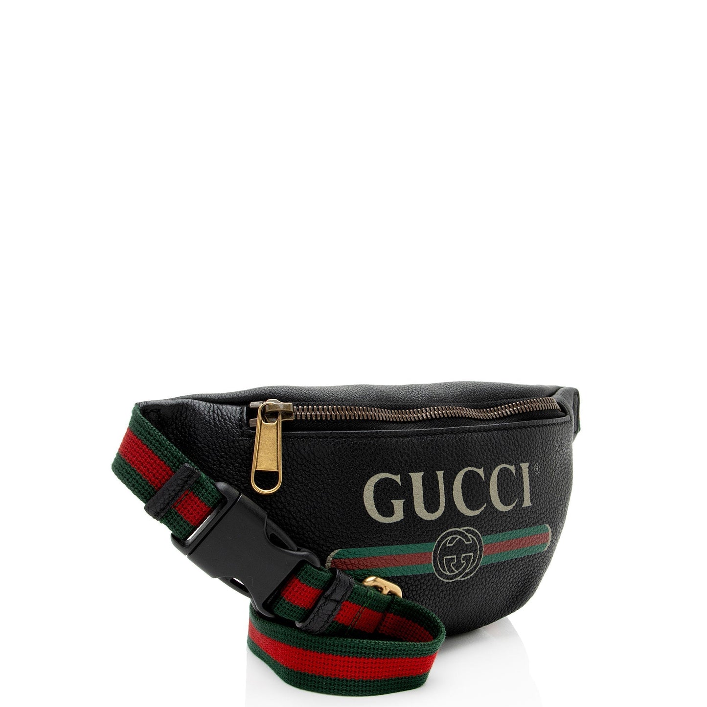 Gucci Belt Leather Nylon Black Logo Accessory