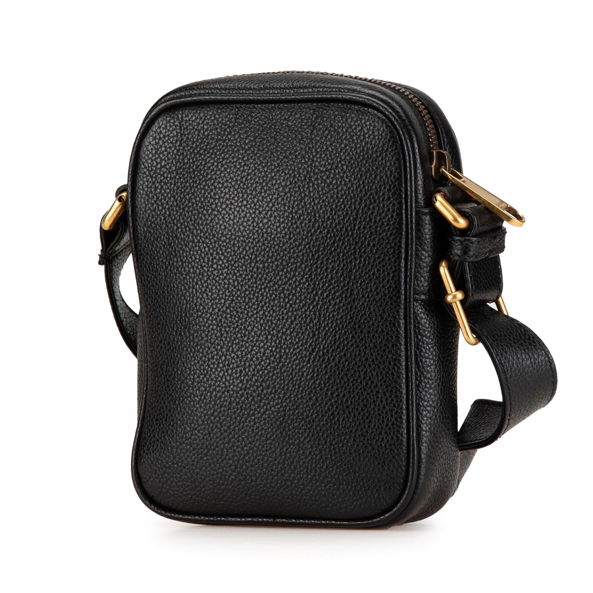 Gucci Leather Logo Calf Black Crossbody Bag