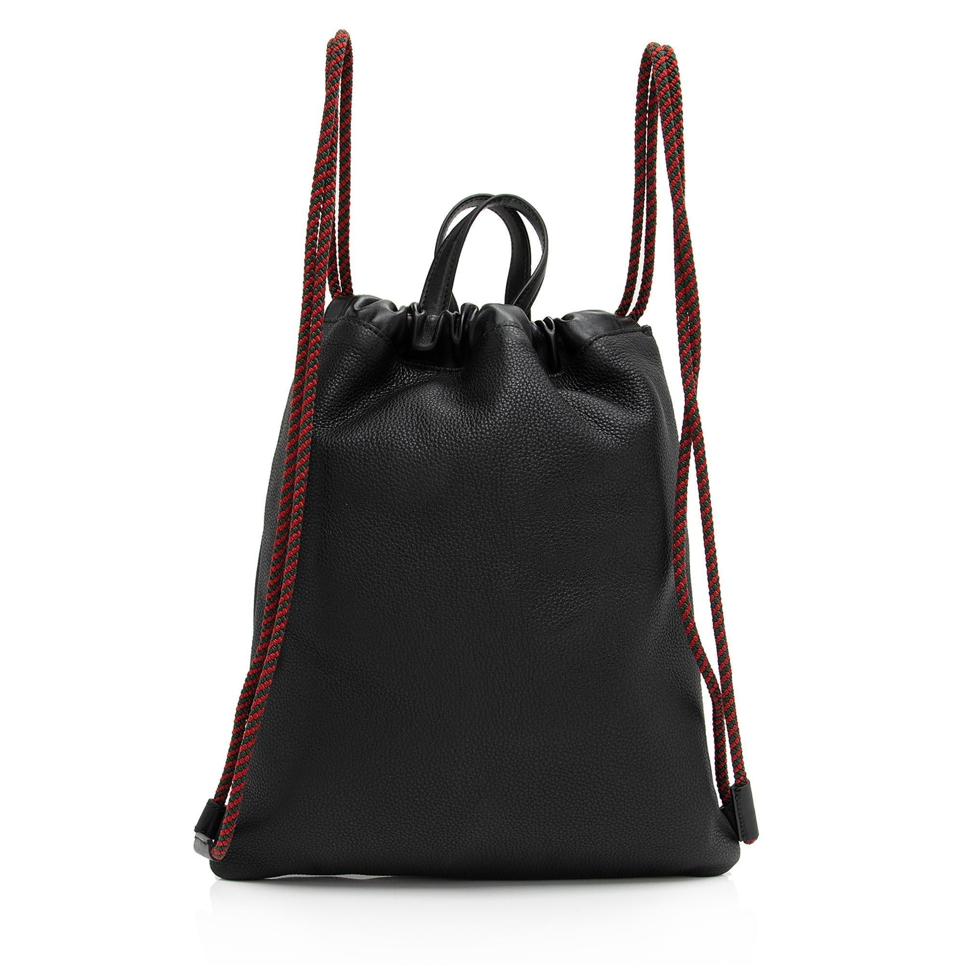 Gucci Drawstring Backpack SHF-Gg5KaW Leather Nylon Black Logo Jewelry