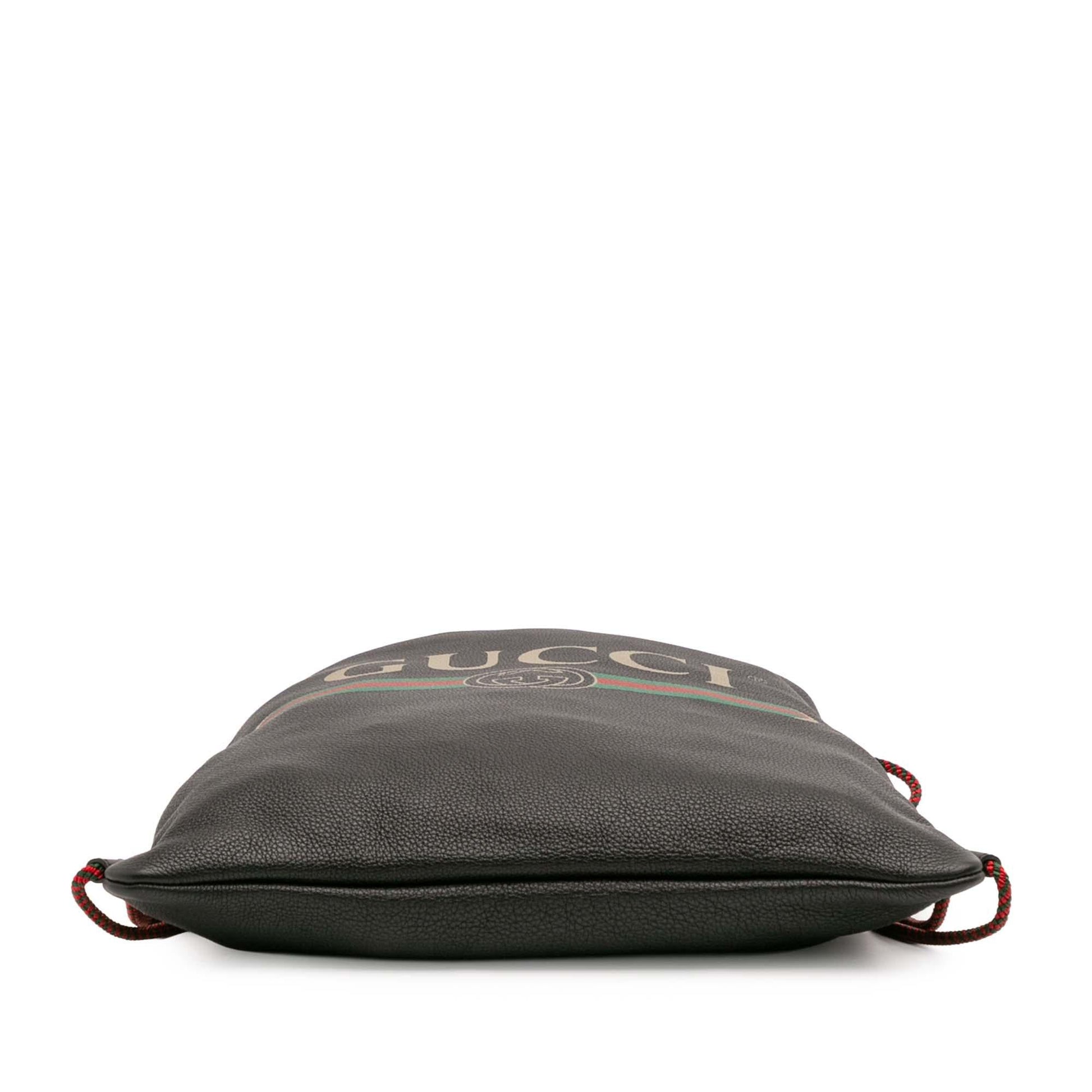 Gucci Drawstring Backpack Leather Logo Jewelry