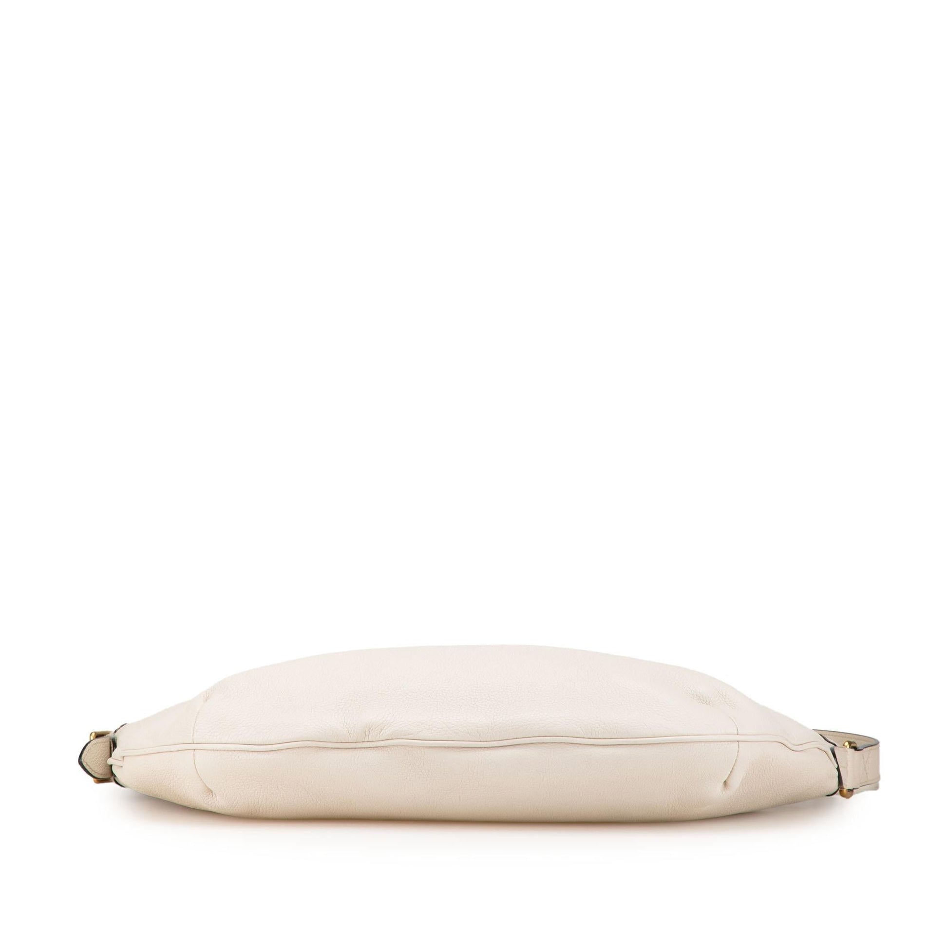 Gucci Half Moon Leather Calf White Logo Crossbody Bag Moon Crossbody