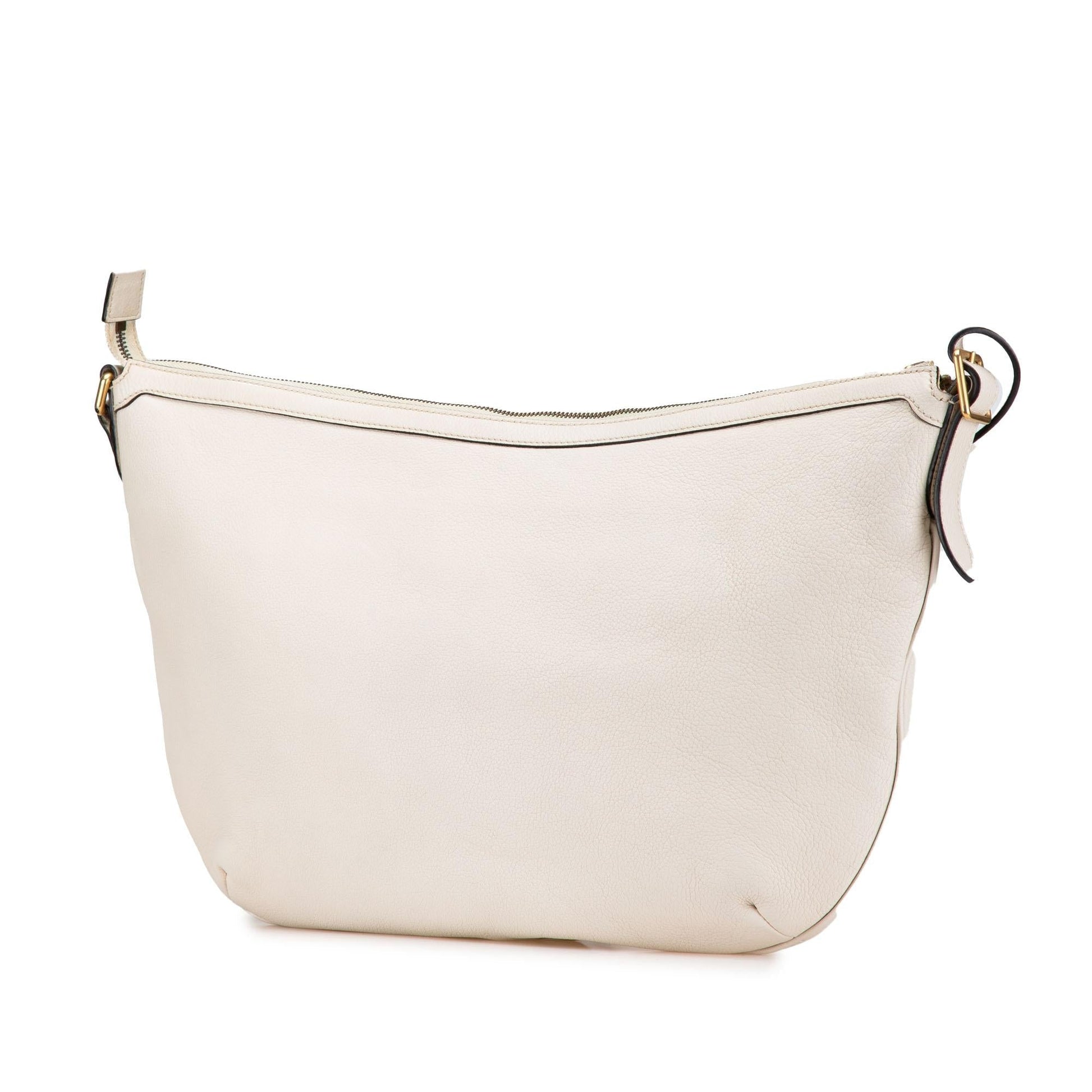 Gucci Half Moon Leather Calf White Logo Crossbody Bag