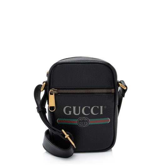 Gucci Messenger SHF-P3Milm Leather Black Mini Logo Shoulder Bag