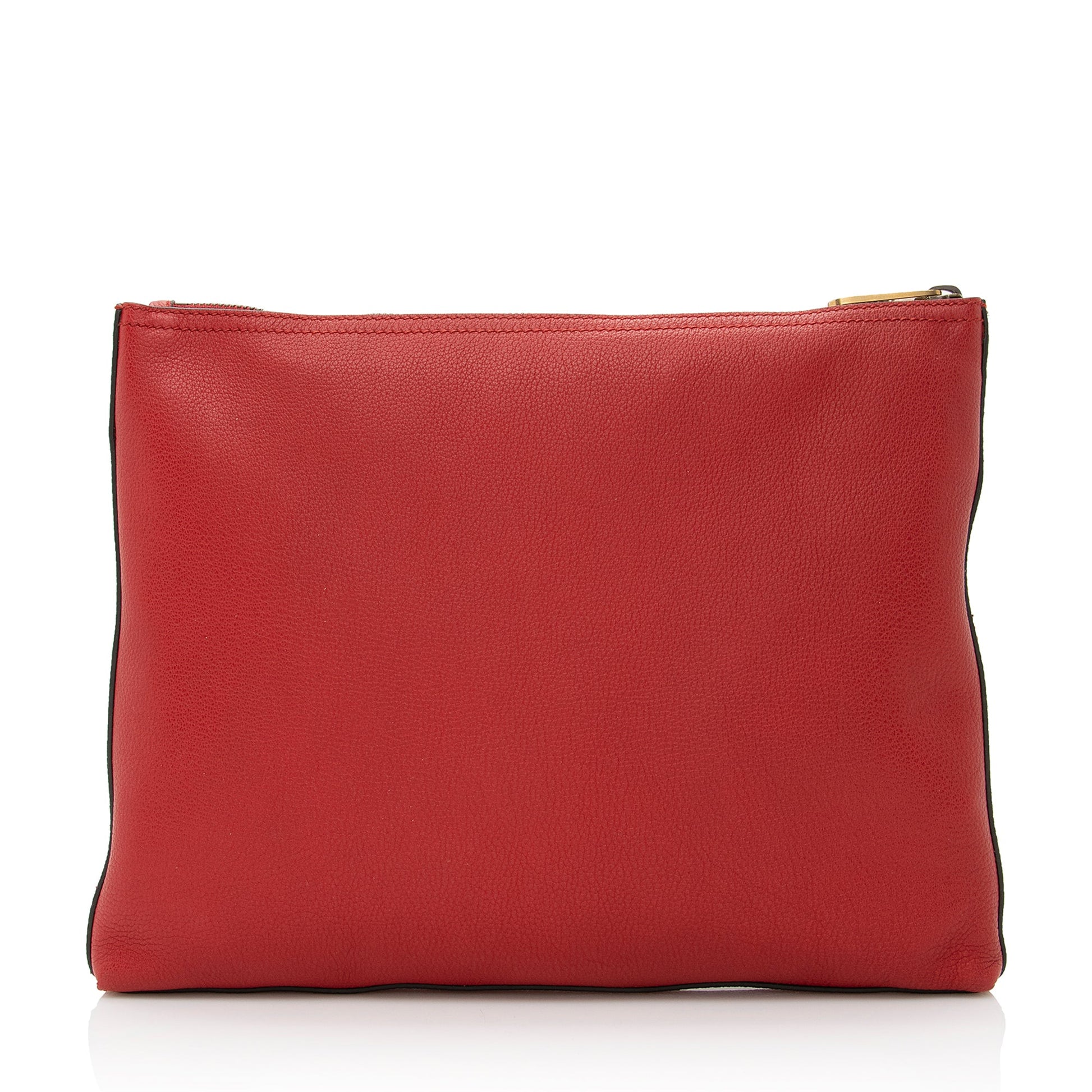 Gucci Zip Pouch SHF Leather Red Logo Clutch Bag