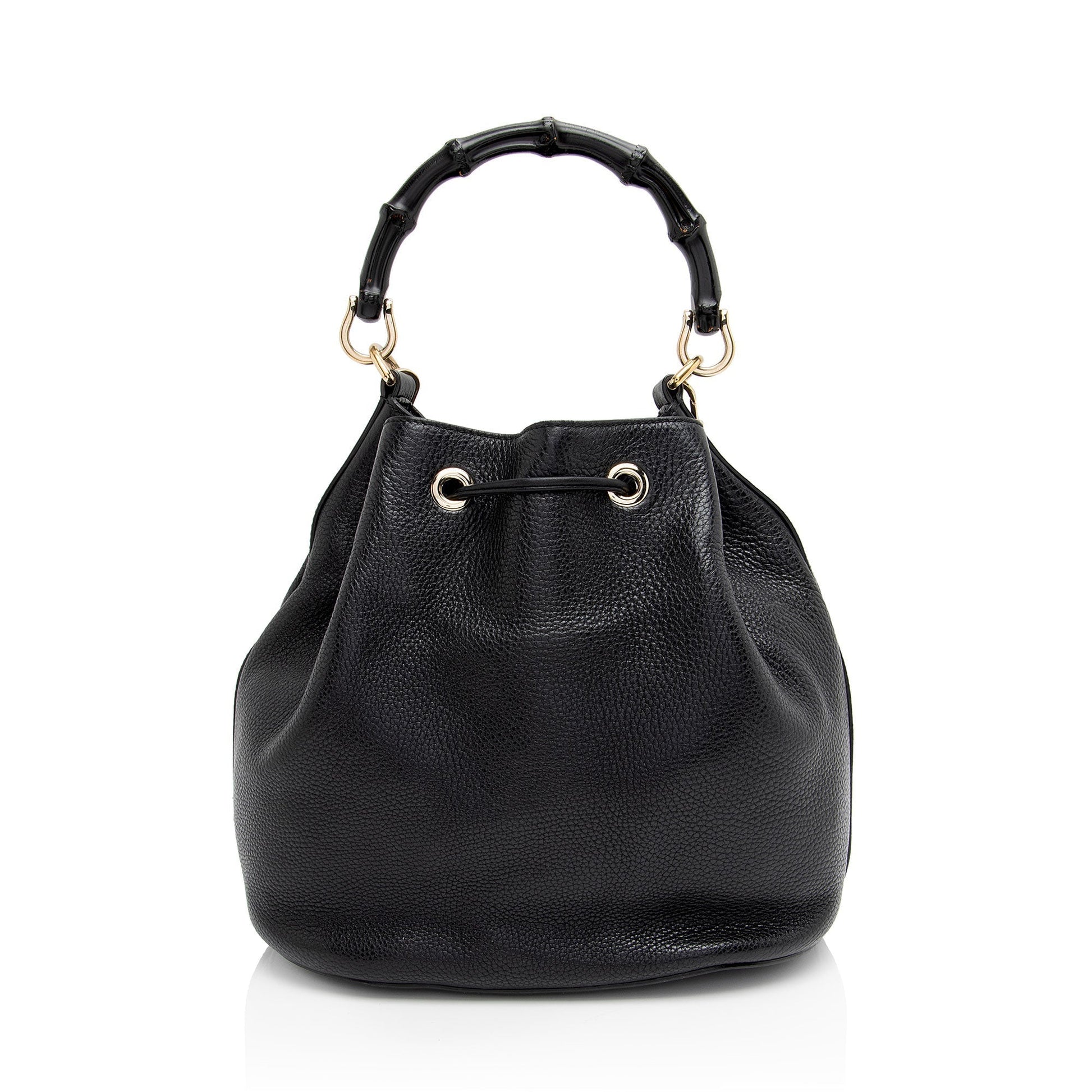 Gucci Miss Bamboo Leather Black Bucket Shoulder Bag