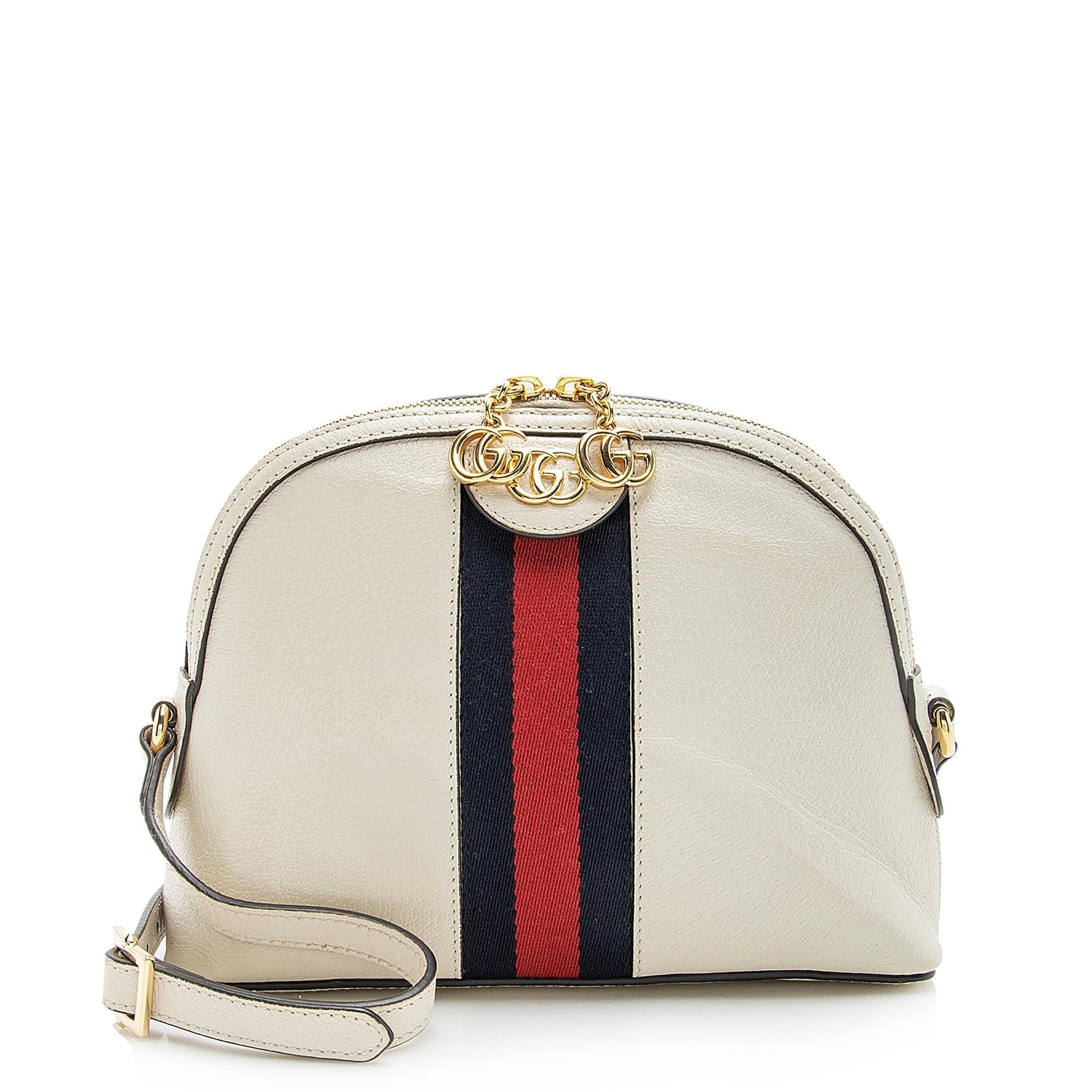 Gucci Ophidia Dome Leather Nylon White Small Crossbody Bag