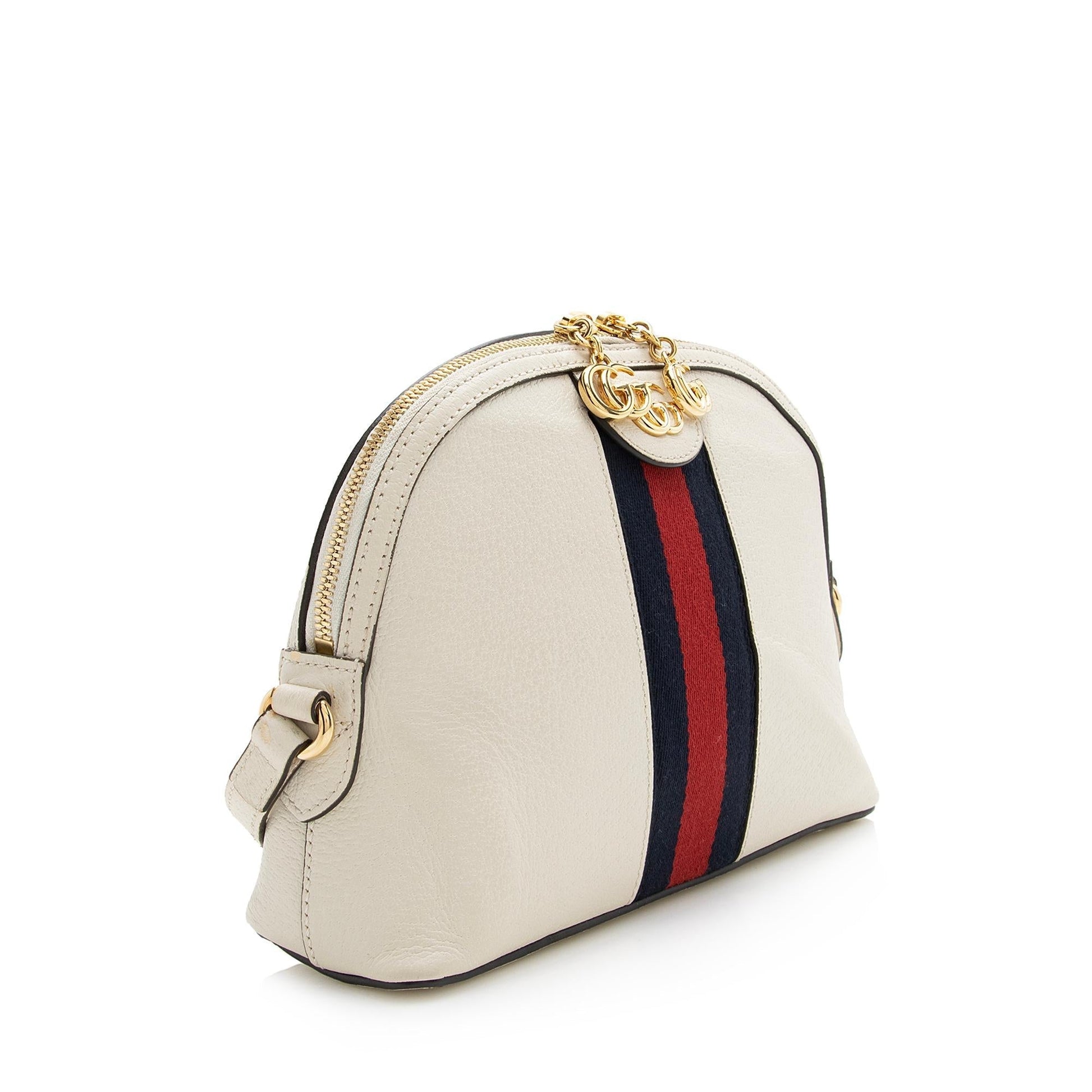 Gucci Ophidia Dome Leather Nylon White Small Crossbody Bag