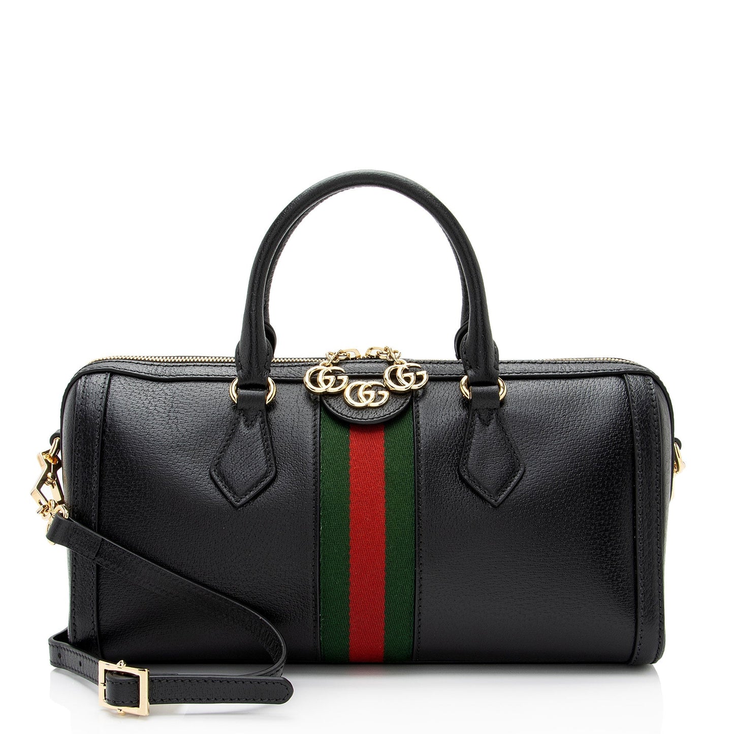 Gucci Ophidia Boston SHF-Cqcjoo Leather Nylon Black Medium Satchel Bag