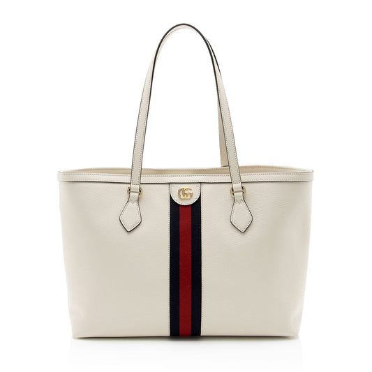 Gucci Ophidia Leather Nylon White Medium Tote Bag