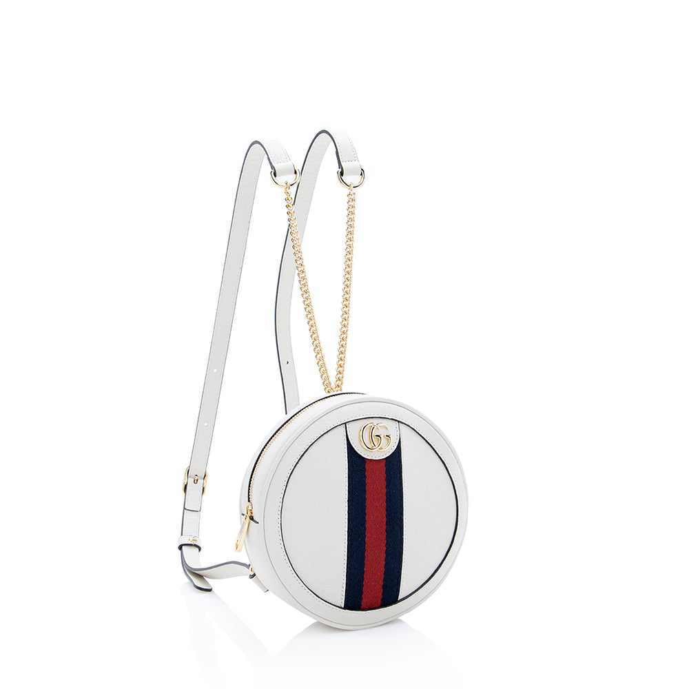 Gucci Ophidia Round Backpack SHF Leather Nylon White Mini Shoulder Bag Backpack Shf