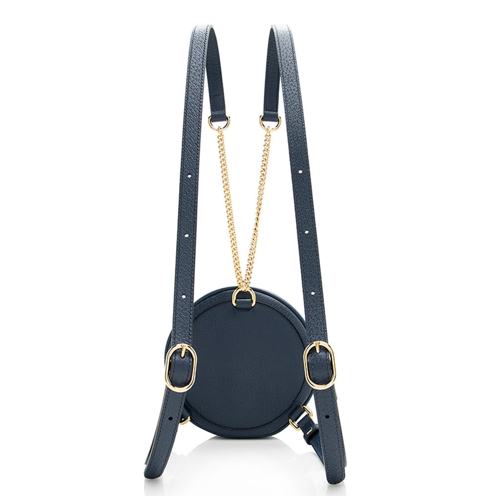 Gucci Ophidia Round Backpack SHF Leather Nylon Blue Mini Shoulder Bag