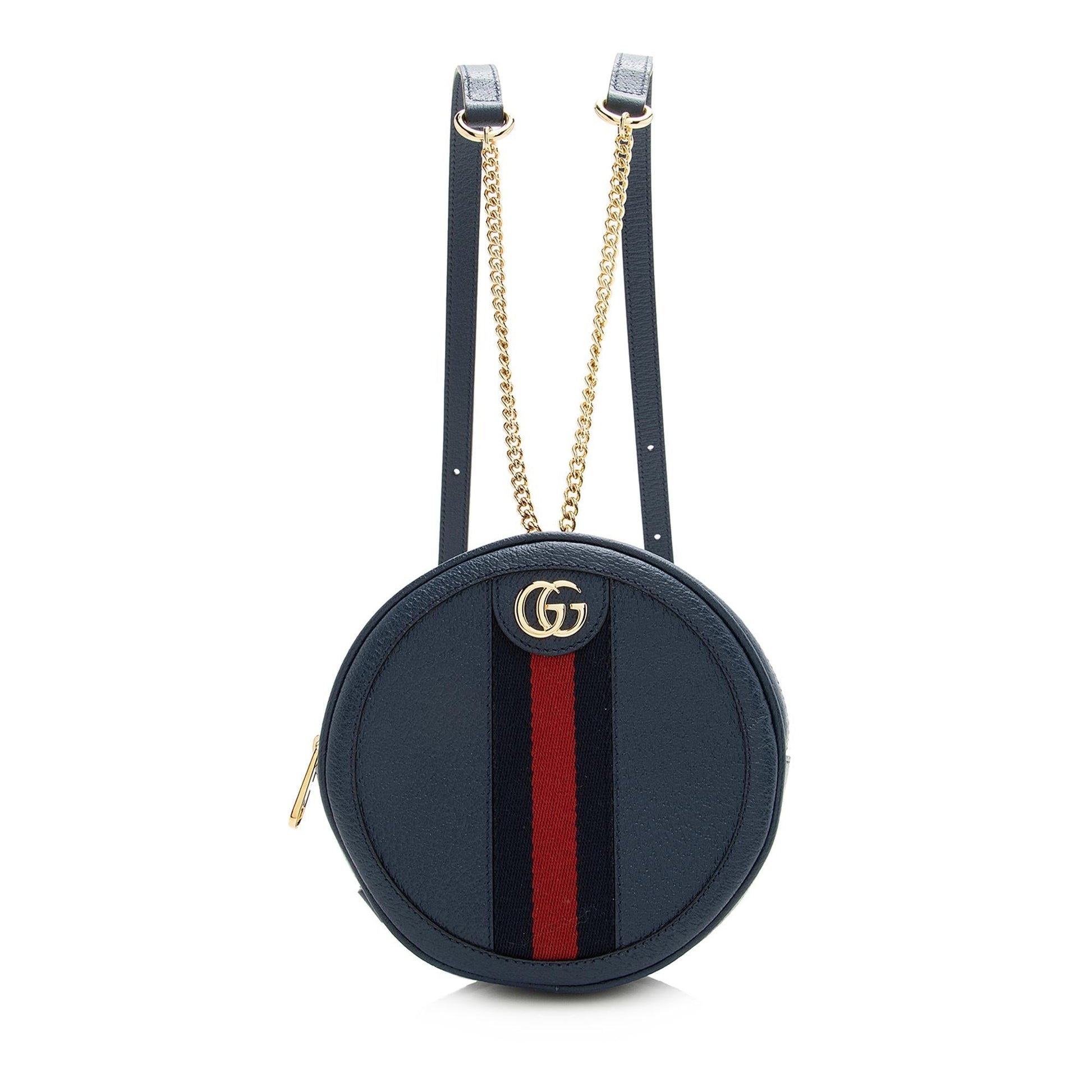 Gucci Ophidia Round Backpack SHF Leather Nylon Blue Mini Shoulder Bag Backpack Shf