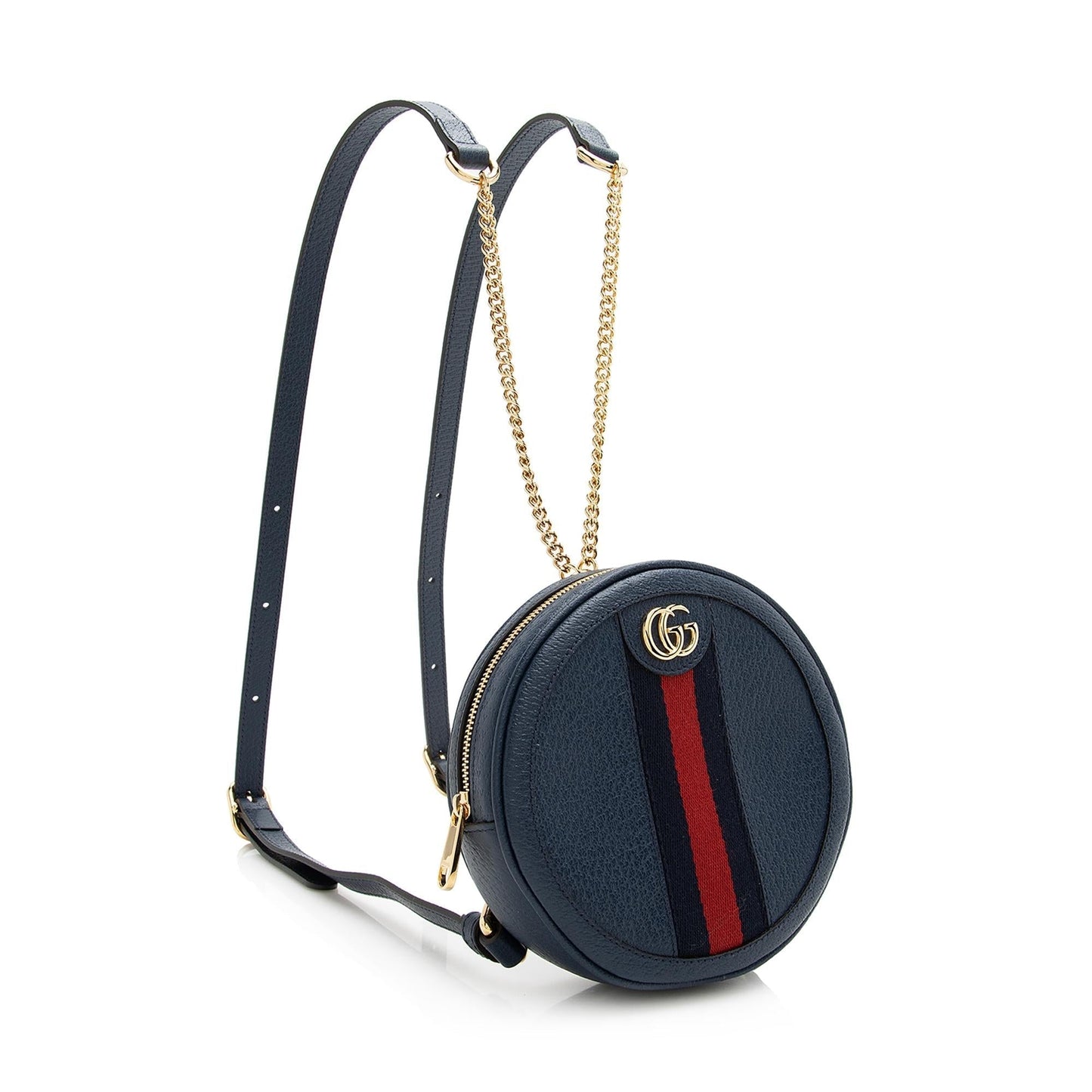 Gucci Ophidia Round Backpack SHF Leather Nylon Blue Mini Shoulder Bag Backpack Shf