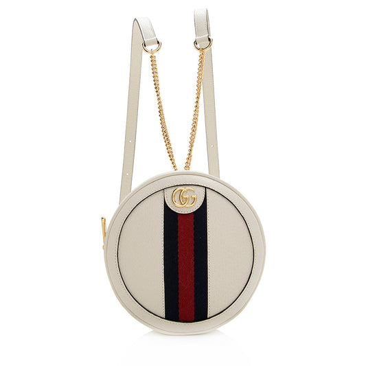 Gucci Ophidia Round Backpack SHF Leather Nylon White Mini Shoulder Bag