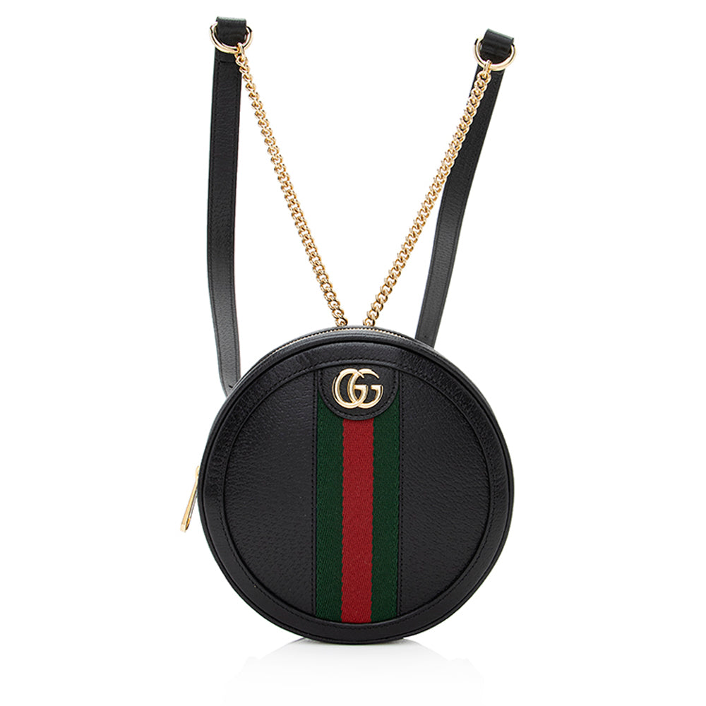 Gucci Ophidia Round Backpack SHF-QvLDYt Leather Nylon Black Mini Shoulder Bag