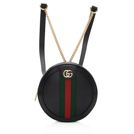 Gucci Ophidia Round Backpack SHF-QvLDYt Leather Nylon Black Mini Shoulder Bag