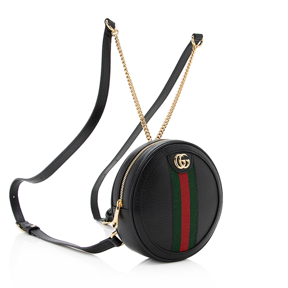 Gucci Ophidia Round Backpack SHF-QvLDYt Leather Nylon Black Mini Shoulder Bag