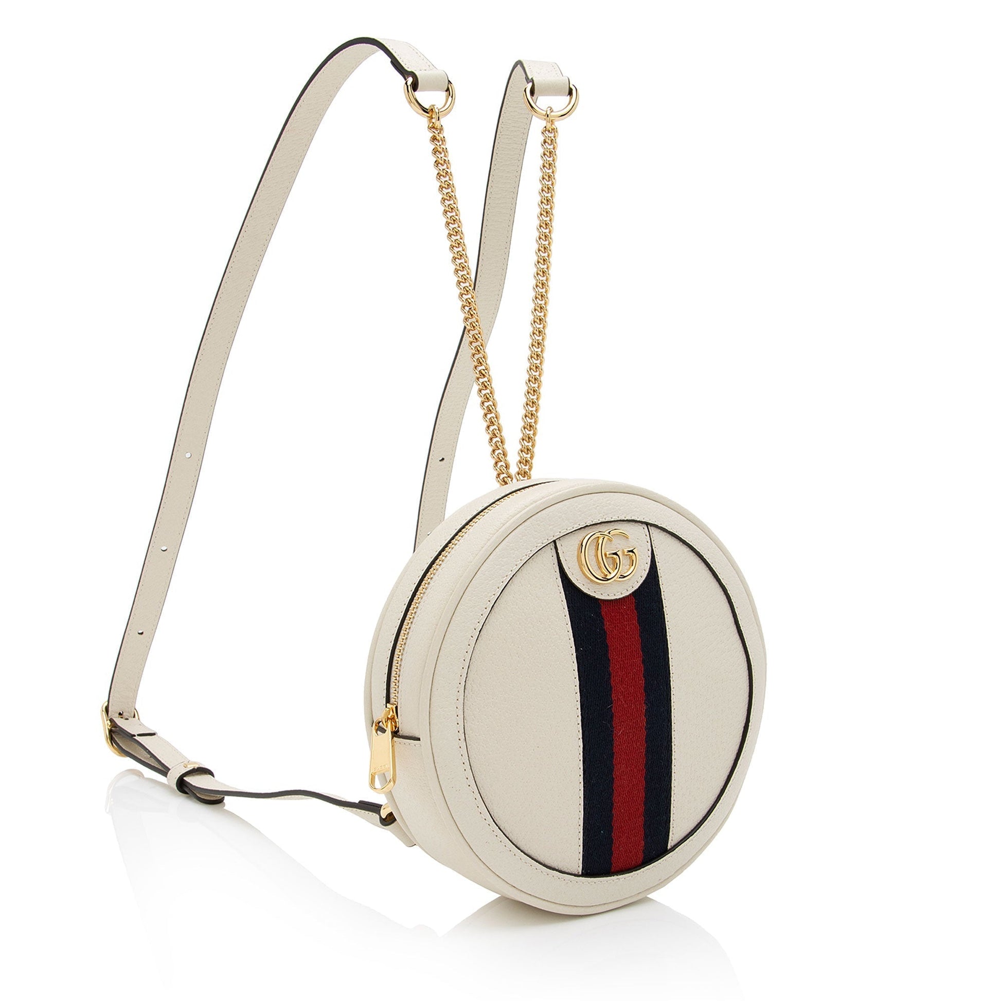 Gucci Ophidia Round Backpack SHF-236SPs Leather Nylon White Mini Shoulder Bag