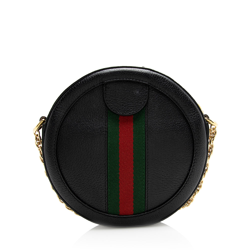 Gucci Ophidia Round SHF Leather Nylon Black Mini Crossbody Bag
