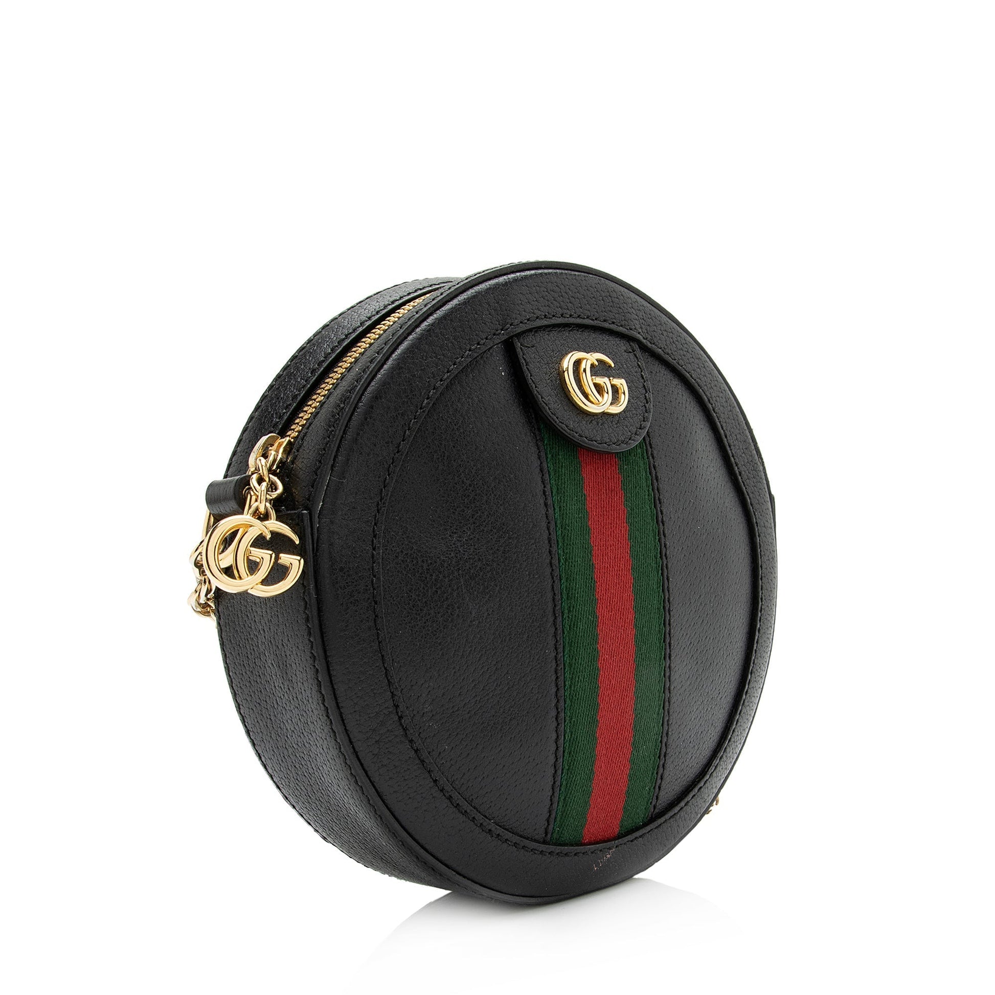 Gucci Ophidia Round SHF Leather Nylon Black Mini Crossbody Bag Bag Shf