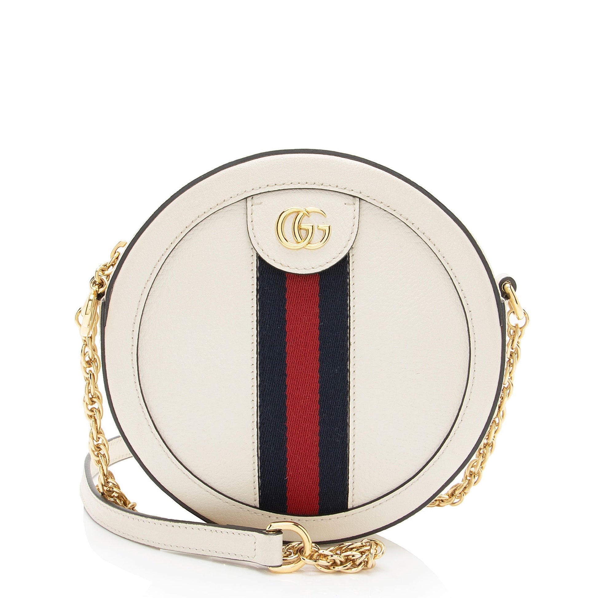 Gucci Ophidia Round SHF-oVpmc0 Leather Nylon White Mini Crossbody Bag