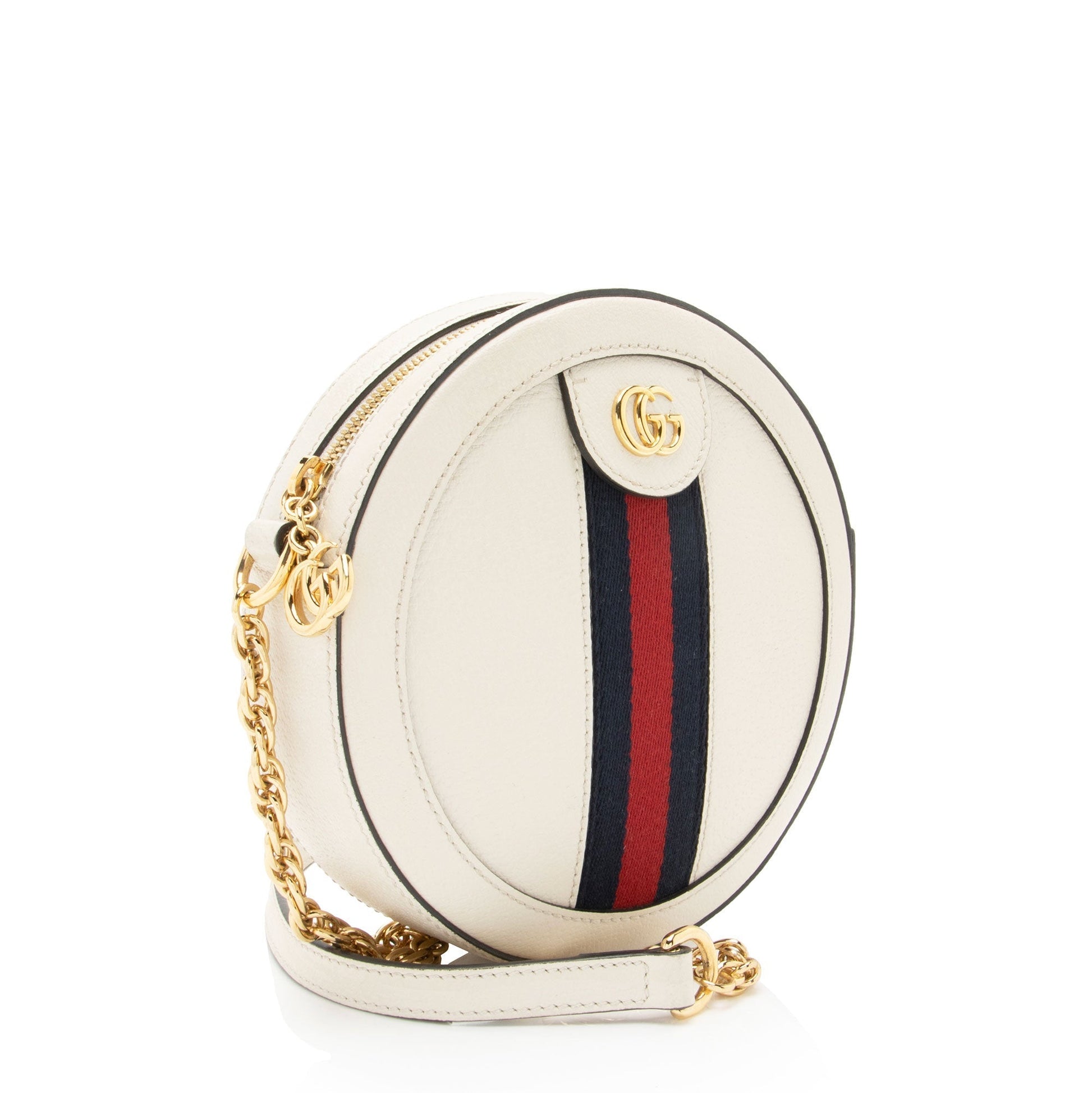Gucci Ophidia Round SHF-oVpmc0 Leather Nylon White Mini Crossbody Bag