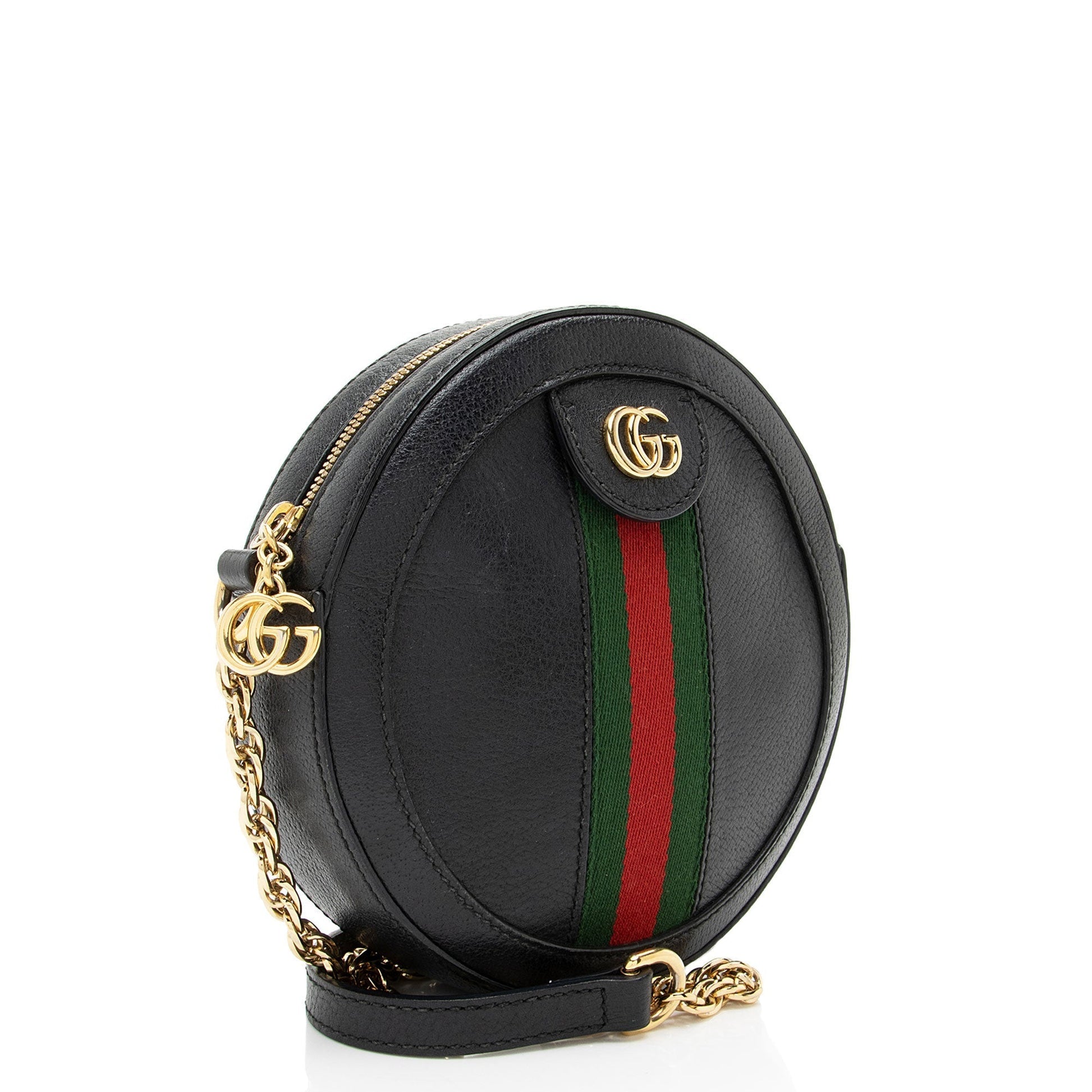 Gucci Ophidia Round Leather Nylon Black Mini Crossbody Bag