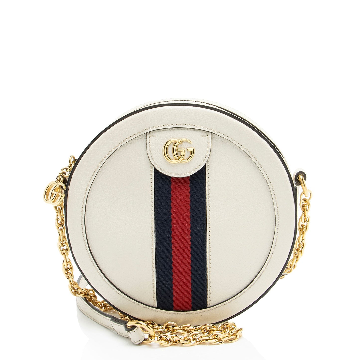 Gucci Ophidia Round Leather Nylon White Mini Crossbody Bag