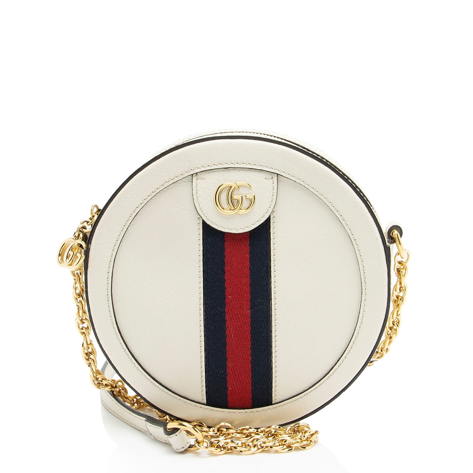 Gucci Ophidia Round Leather Nylon White Mini Crossbody Bag