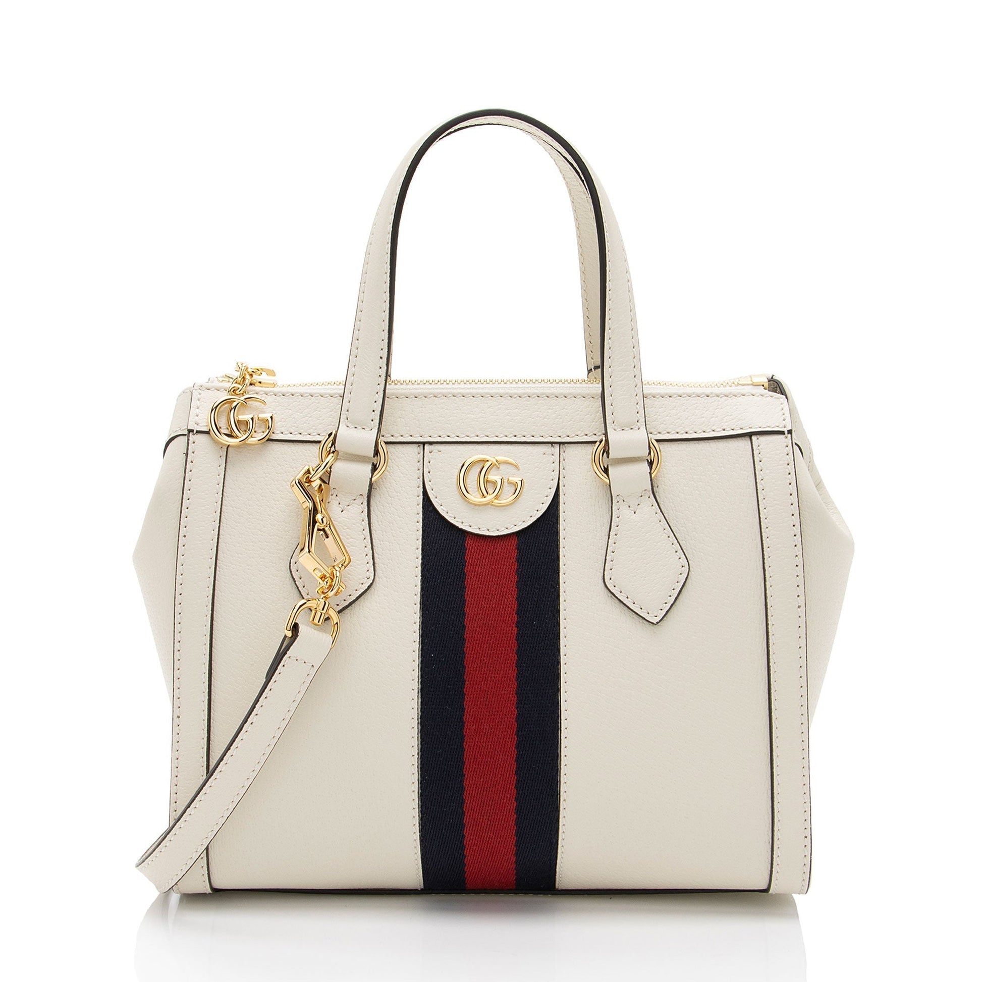 Gucci Ophidia Leather Nylon White Small Tote Bag Shf Cufbmx