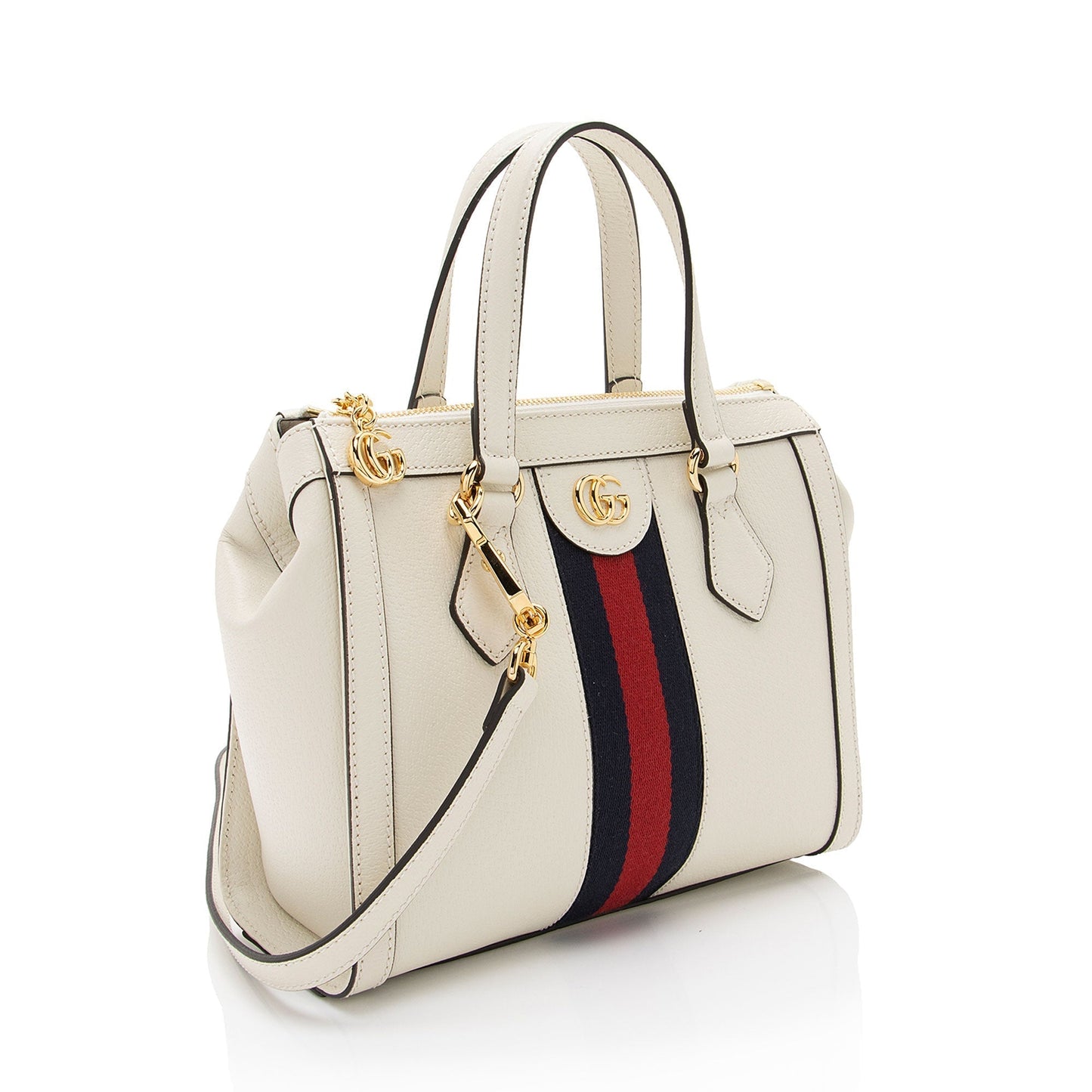 Gucci Ophidia Leather Nylon White Small Tote Bag Shf Cufbmx