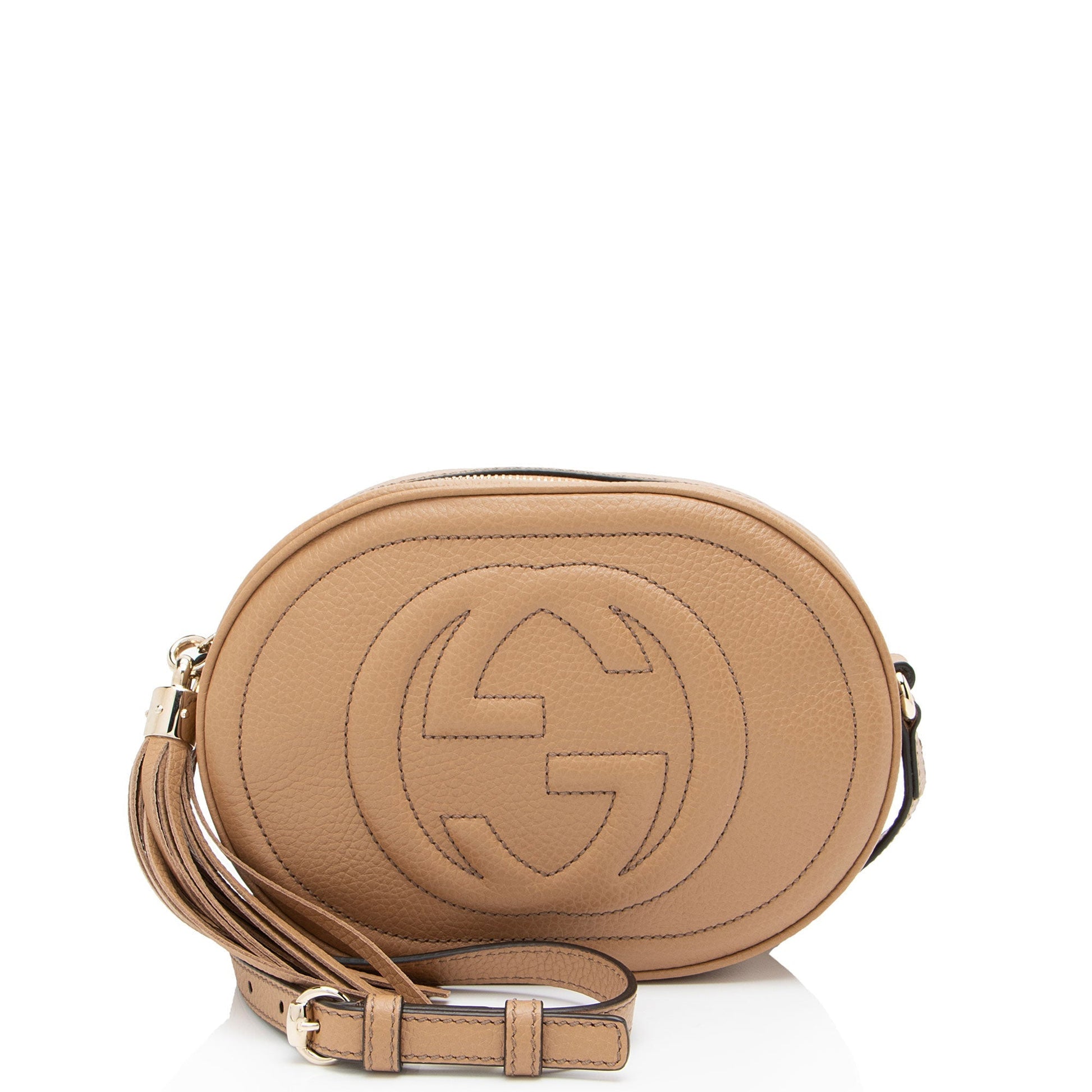 Gucci Oval Soho Disco Leather Beige Crossbody Bag