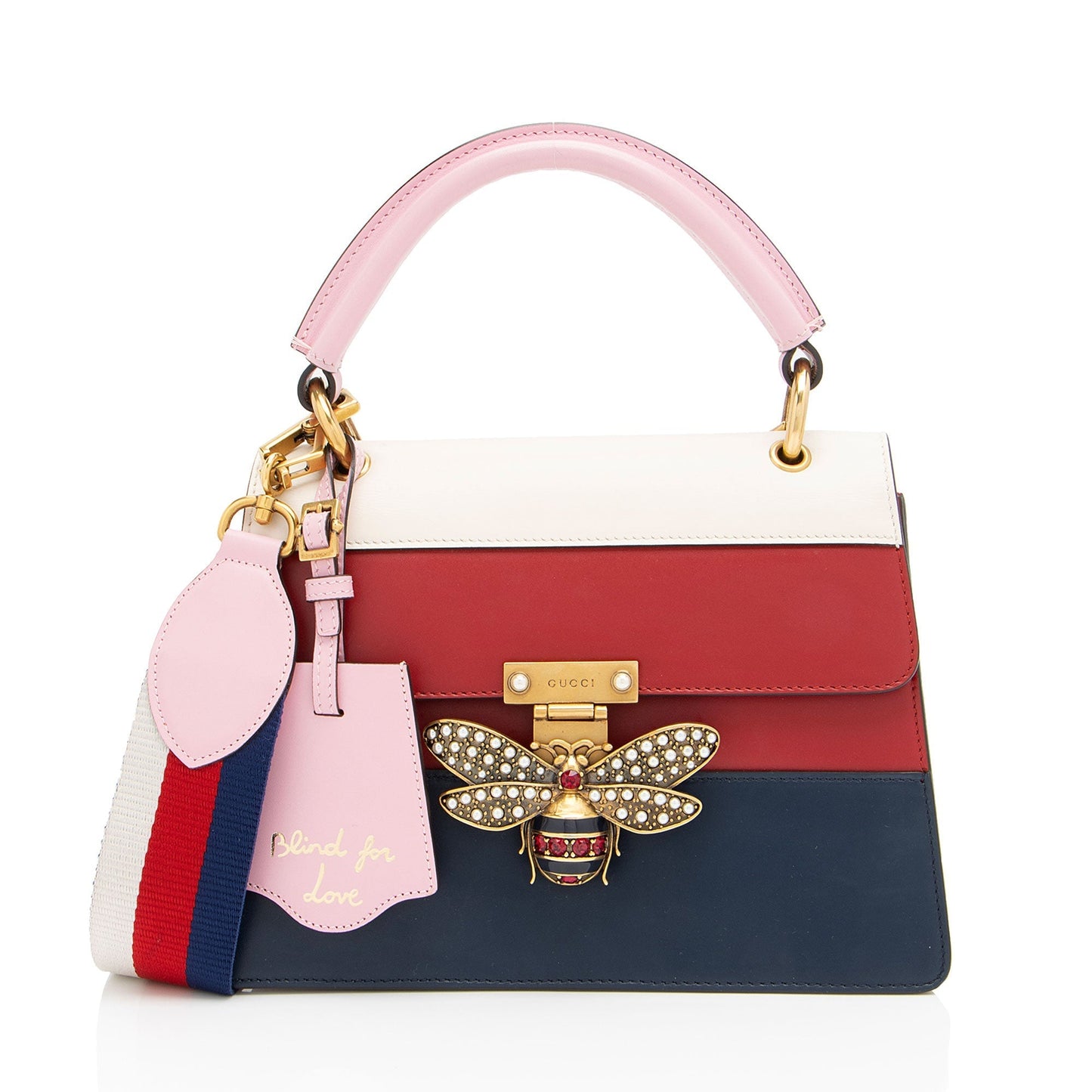 Gucci Queen Margaret Top Handle SHF-oBE2Ol Leather Nylon White Blue Satchel Bag