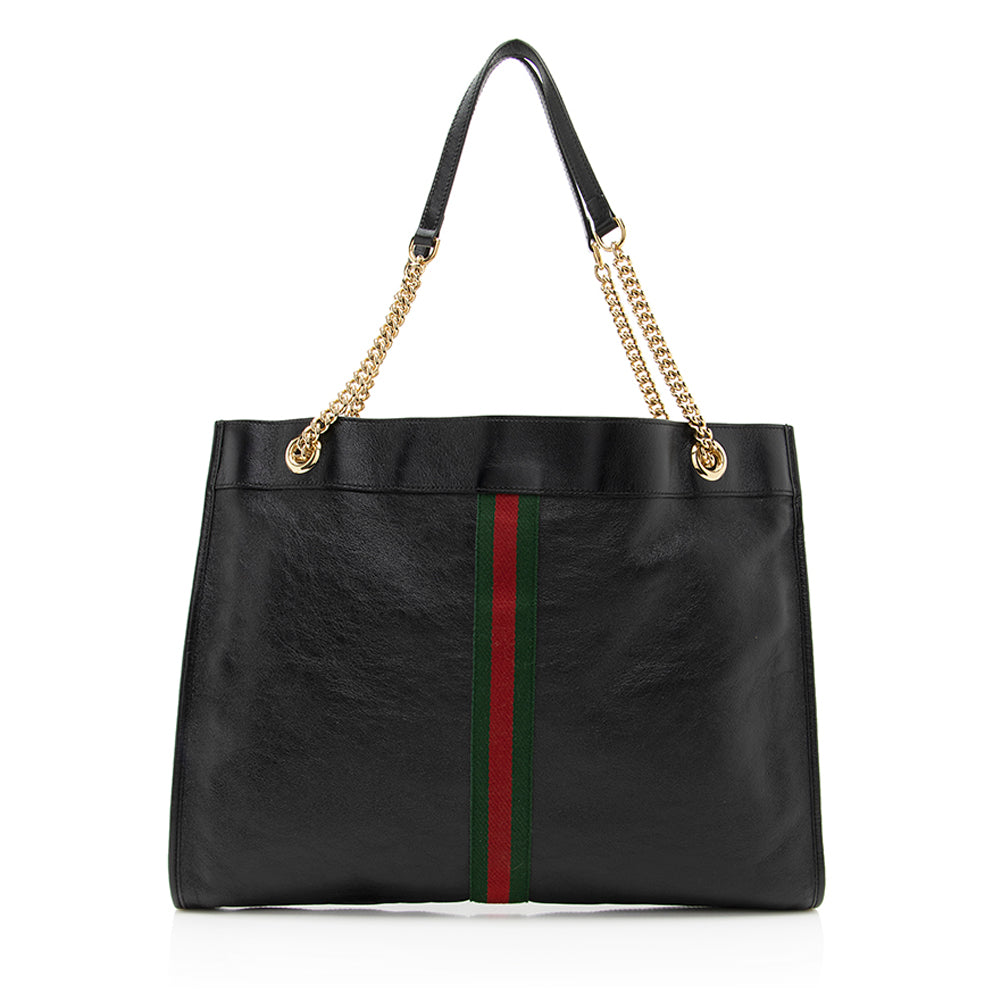 Gucci Rajah SHF Leather Black Large Tote Bag