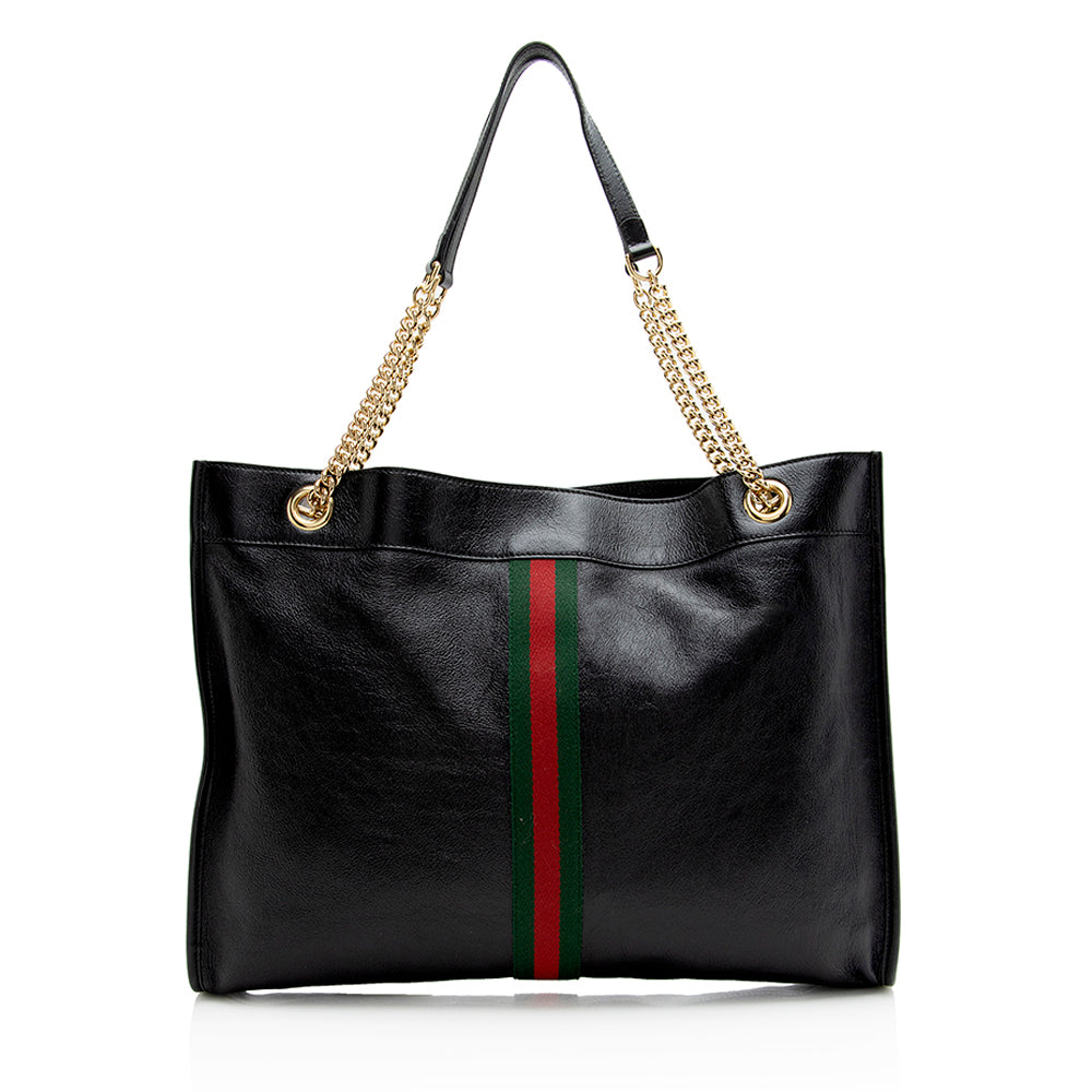Gucci Rajah SHF Leather Nylon Black Large Tote Bag Tote Shf