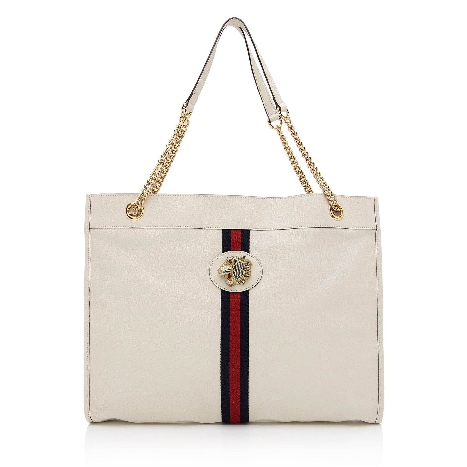 Gucci Rajah SHF-cFWNwM Leather Nylon White Large Tote Bag
