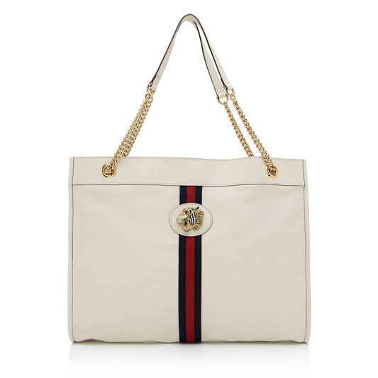Gucci Rajah SHF-cFWNwM Leather Nylon White Large Tote Bag
