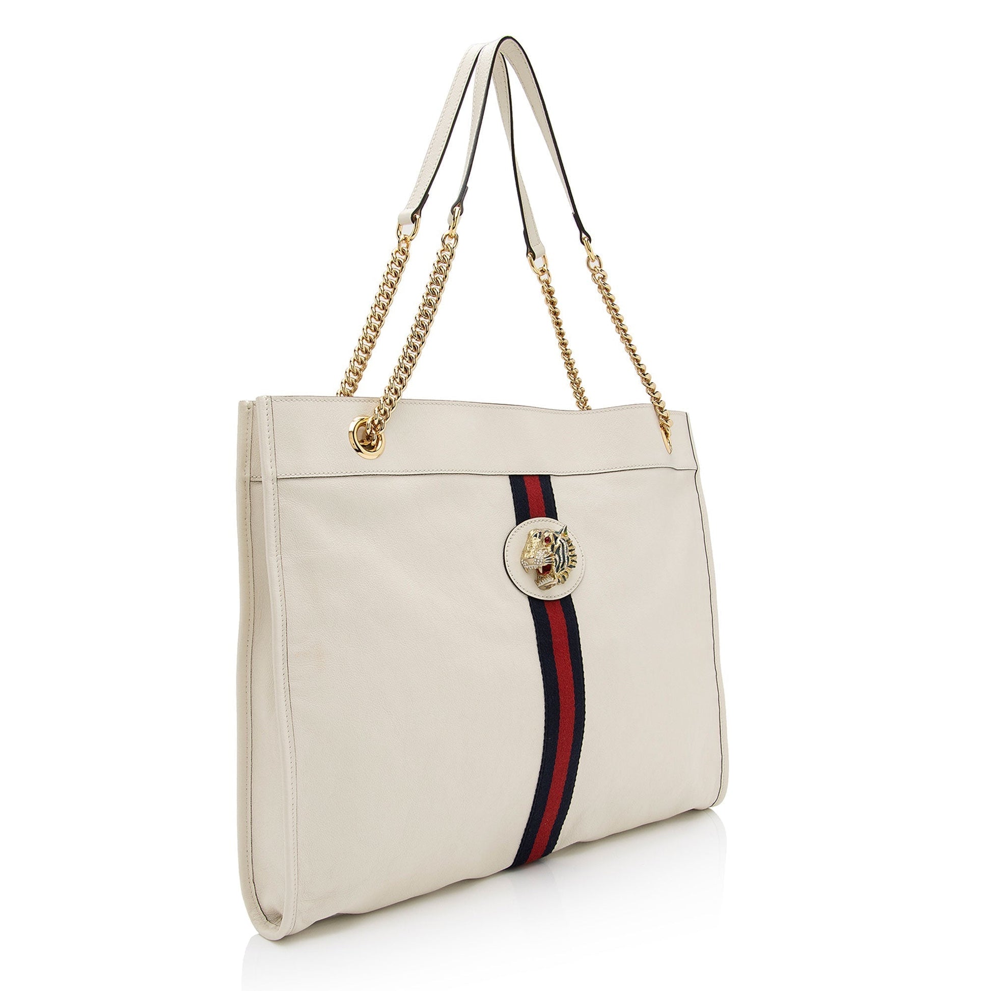 Gucci Rajah SHF-cFWNwM Leather Nylon White Large Tote Bag