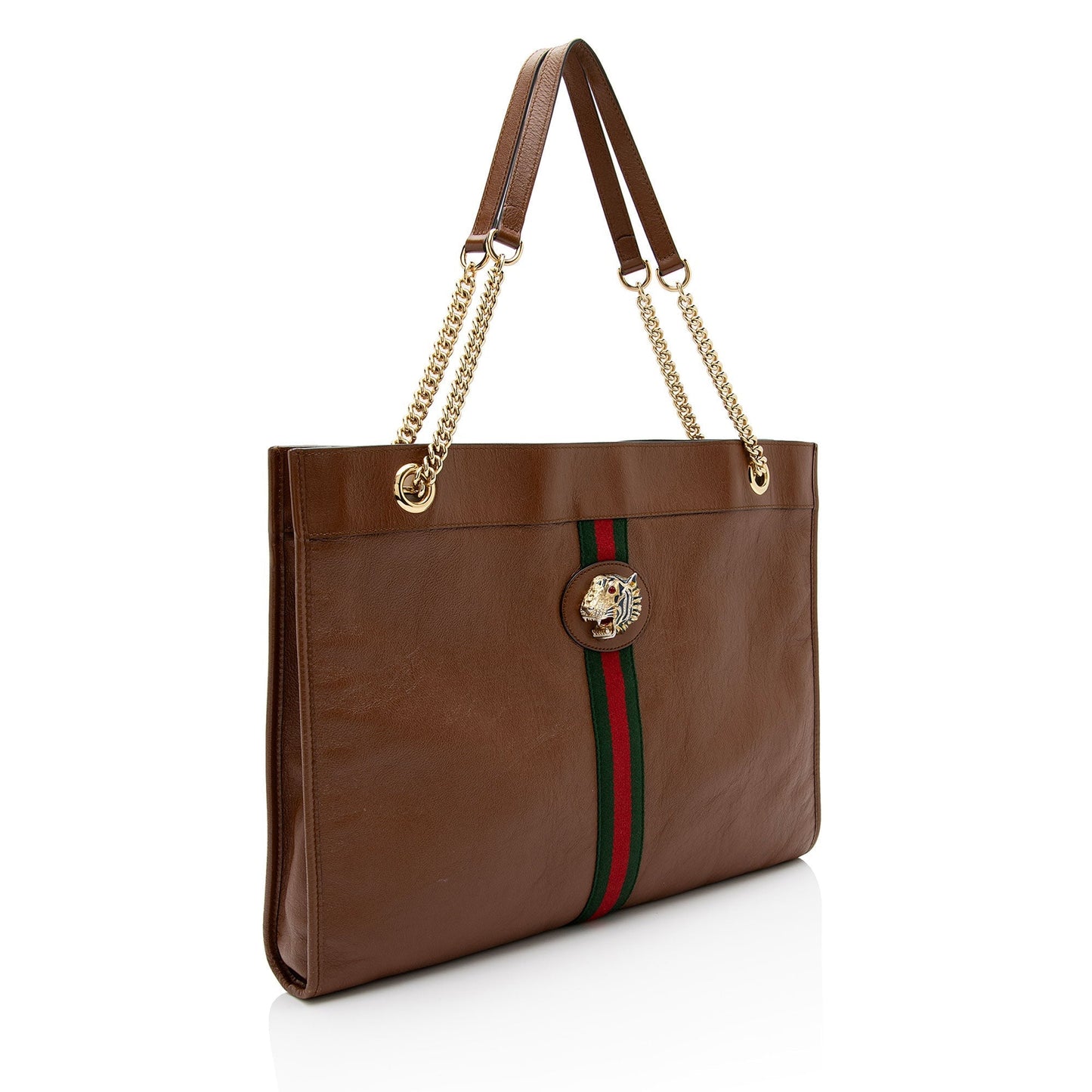 Gucci Rajah SHF-lHzySL Leather Nylon Brown Large Tote Bag