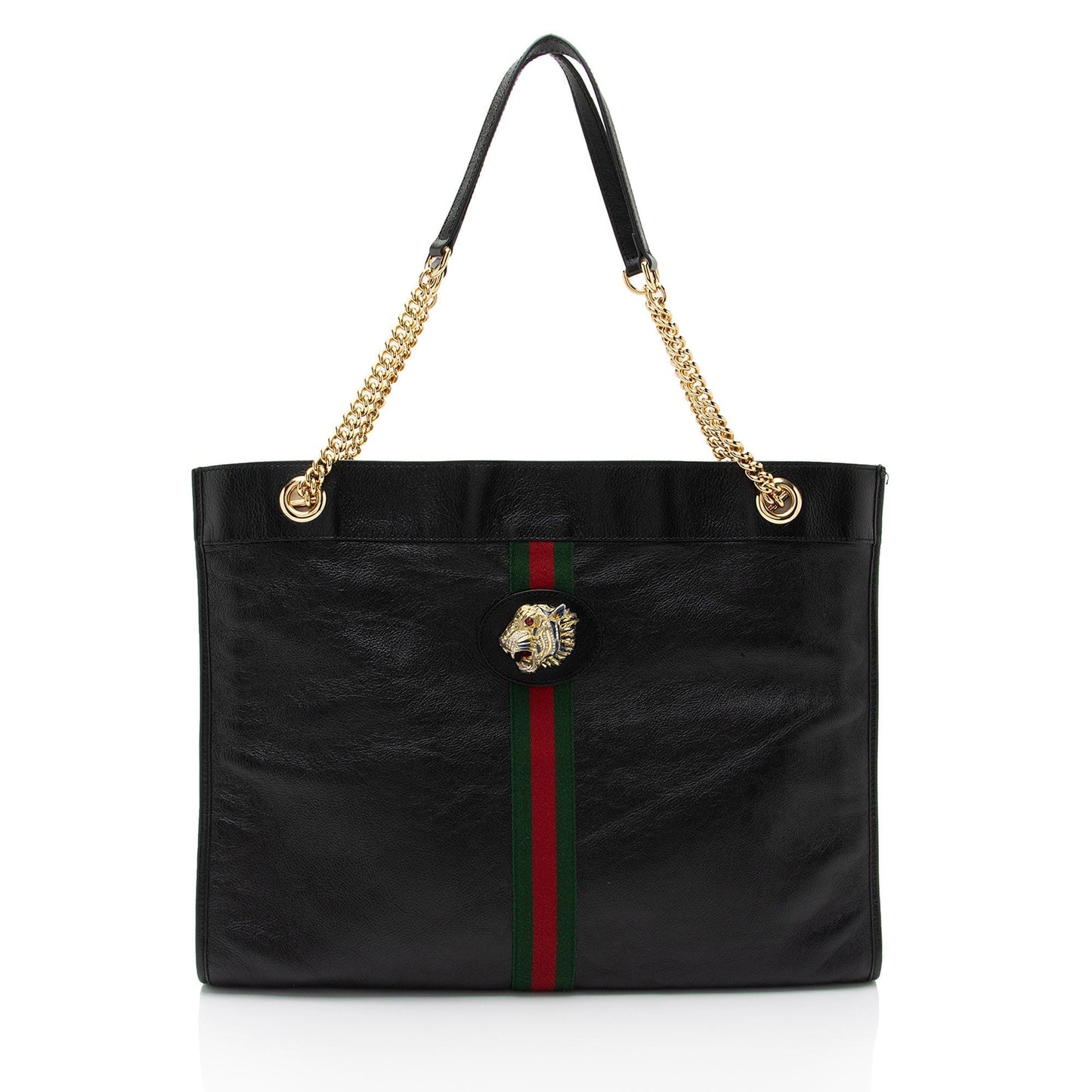 Gucci Rajah SHF-Vvlw5M Leather Nylon Black Large Tote Bag