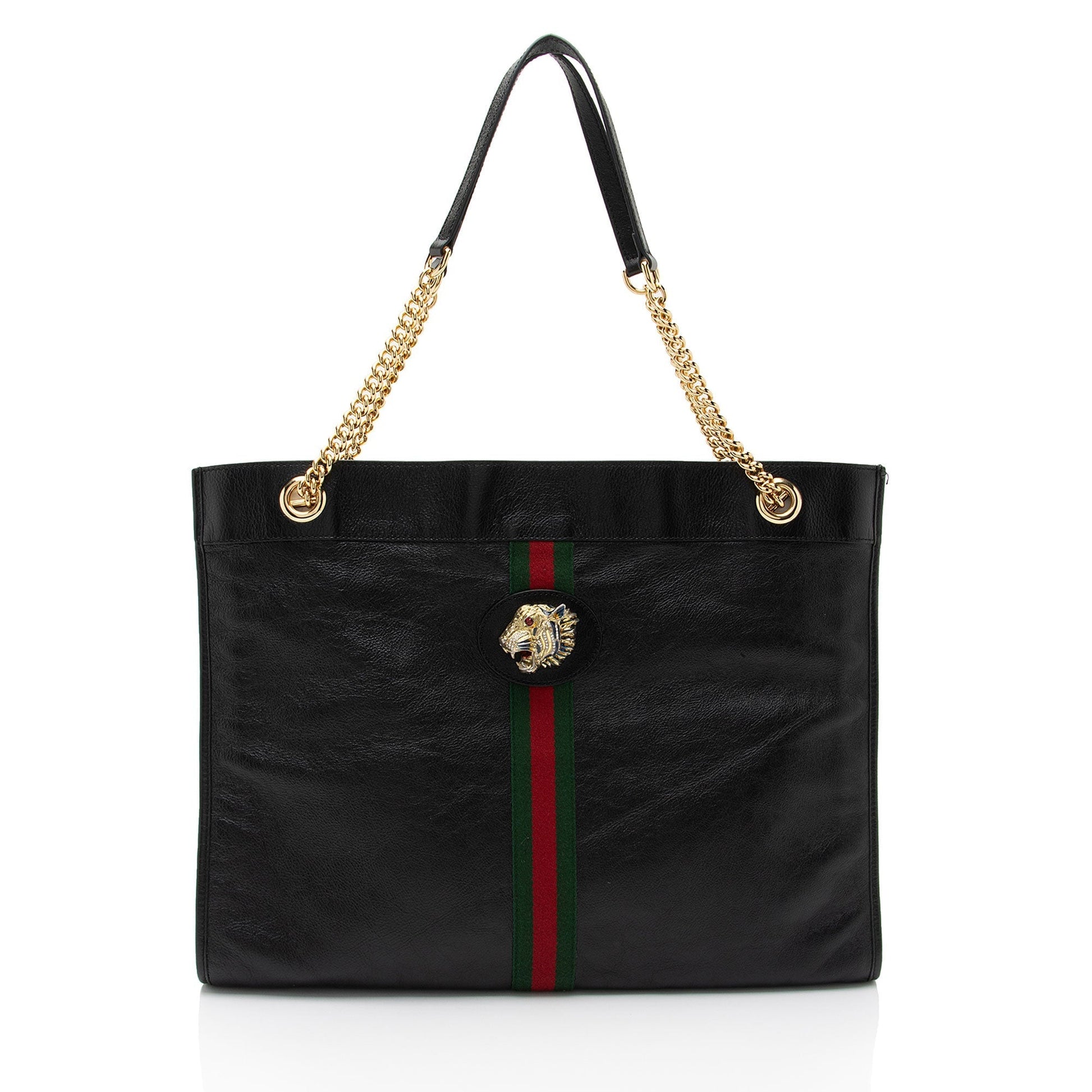 Gucci Rajah SHF-Vvlw5M Leather Nylon Black Large Tote Bag