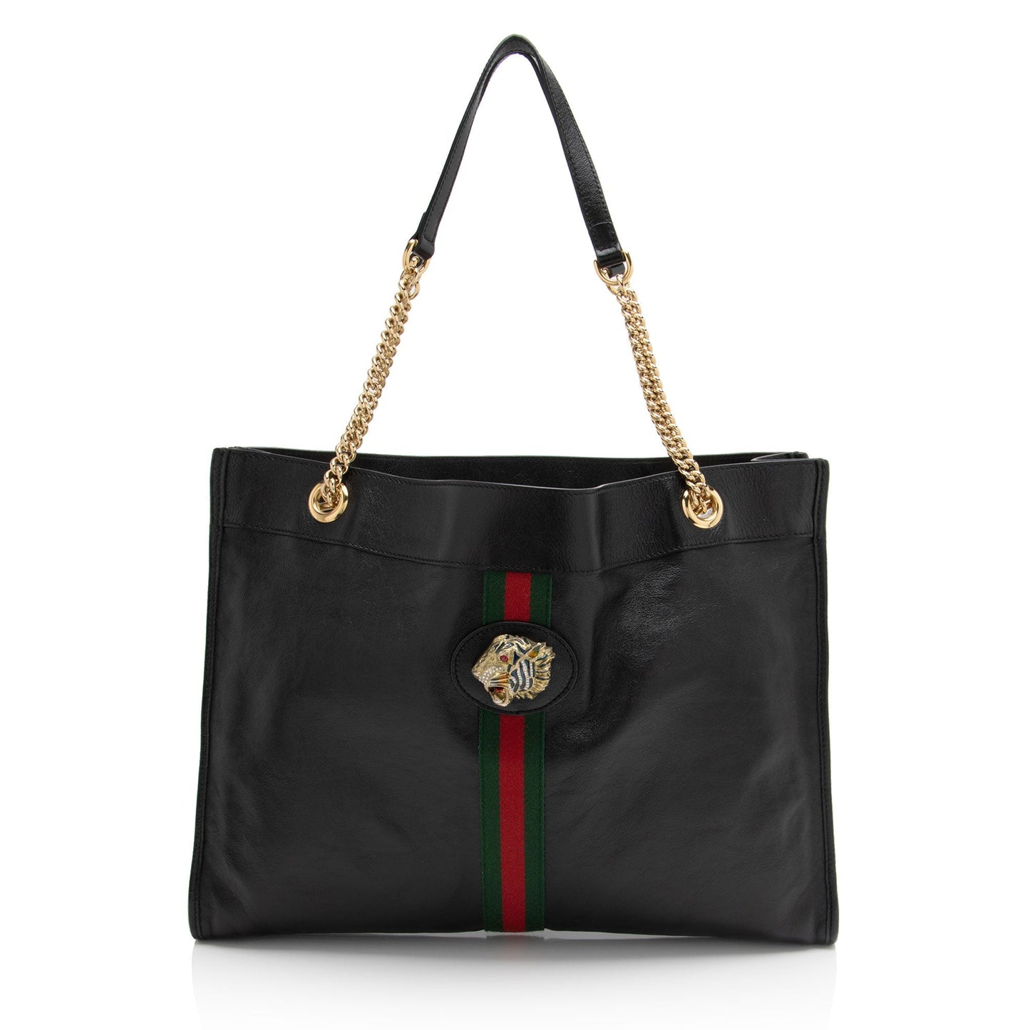 Gucci Rajah SHF-mZ5Dai Leather Nylon Black Large Shoulder Bag