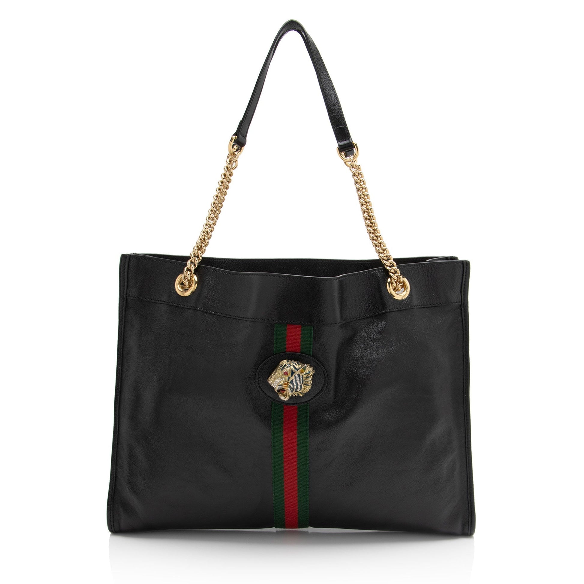 Gucci Rajah SHF-mZ5Dai Leather Nylon Black Large Shoulder Bag