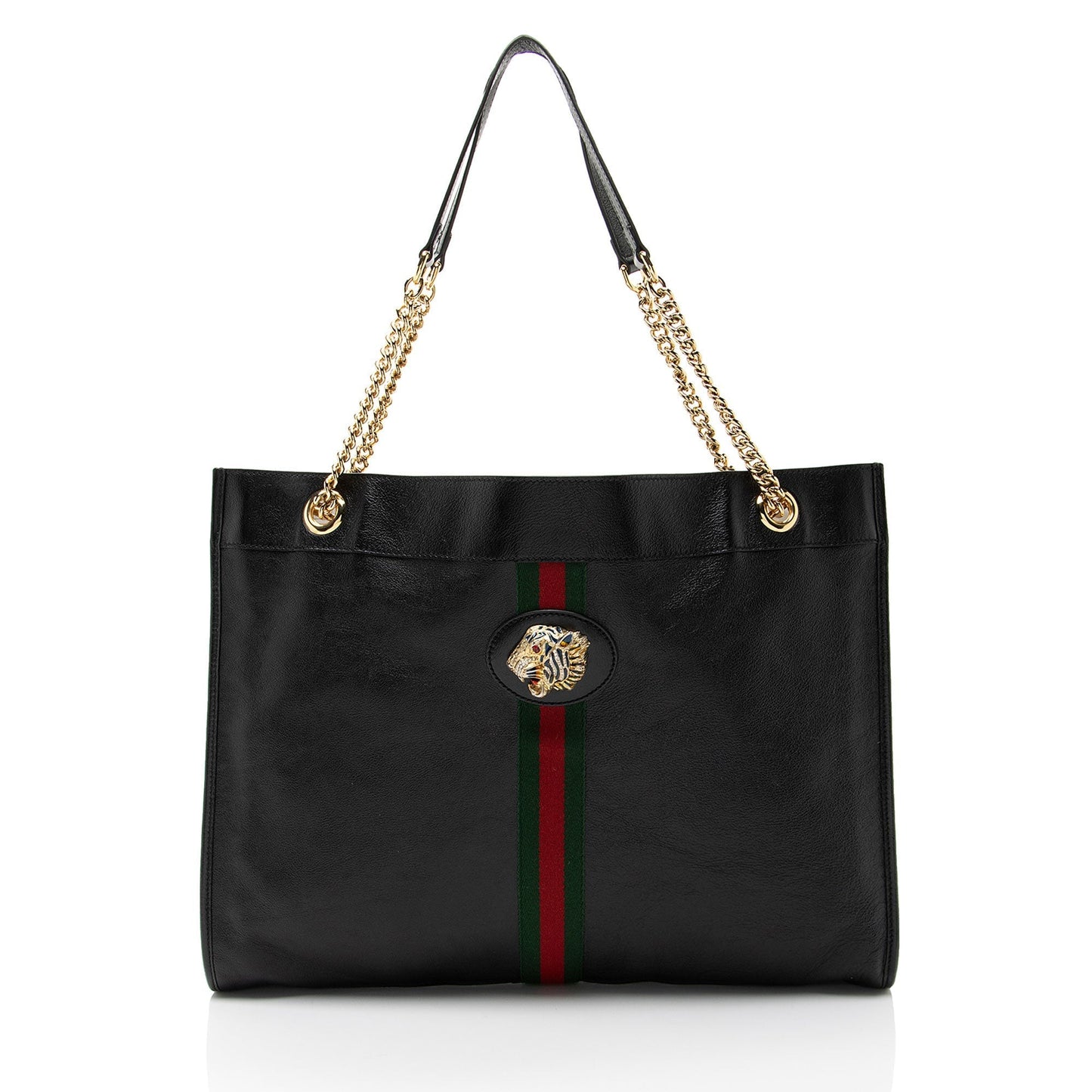 Gucci Rajah Leather Nylon Black Large Tote Bag Tote 1